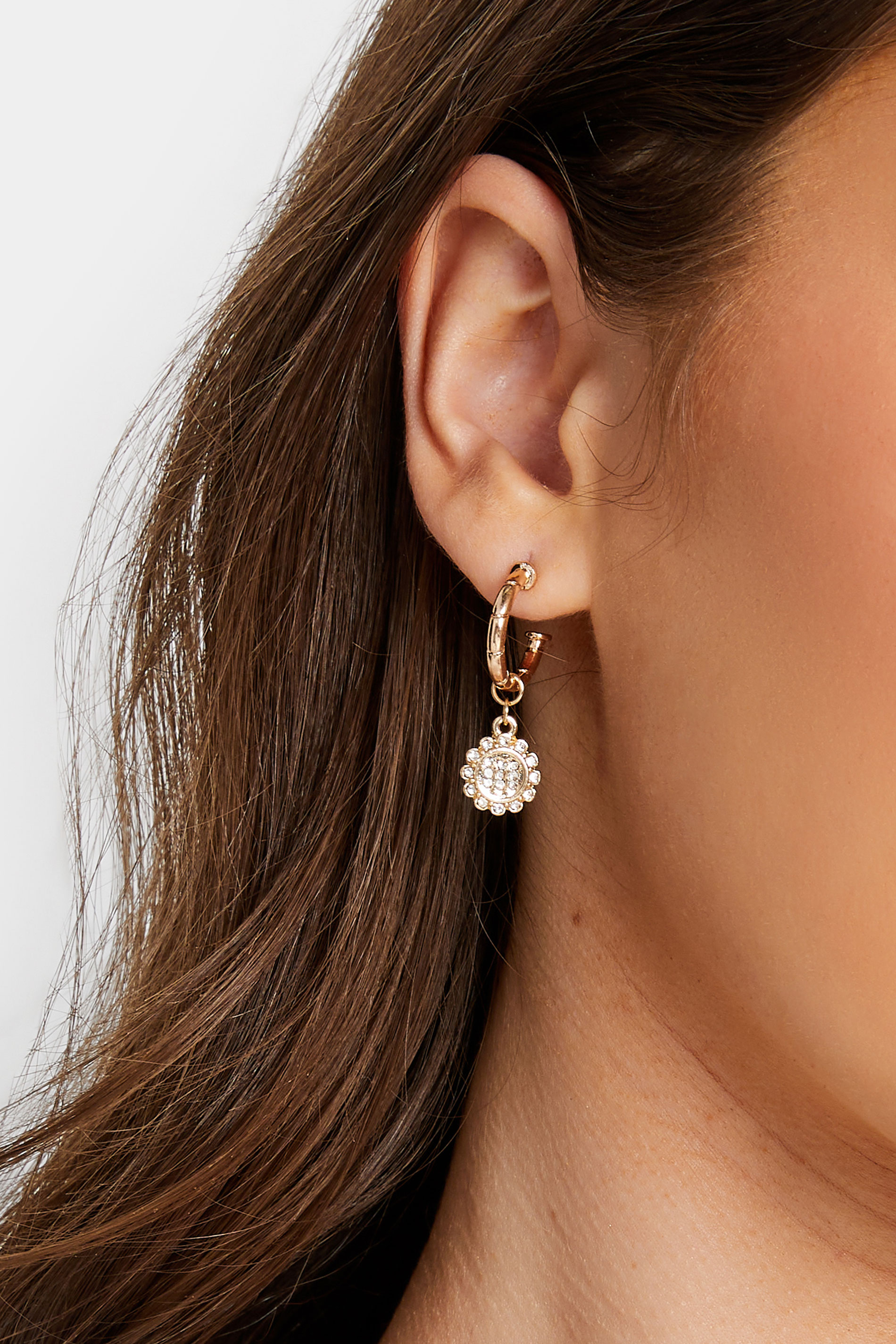 Silver Tone Triple Diamante Drop Earrings | Yours Clothing