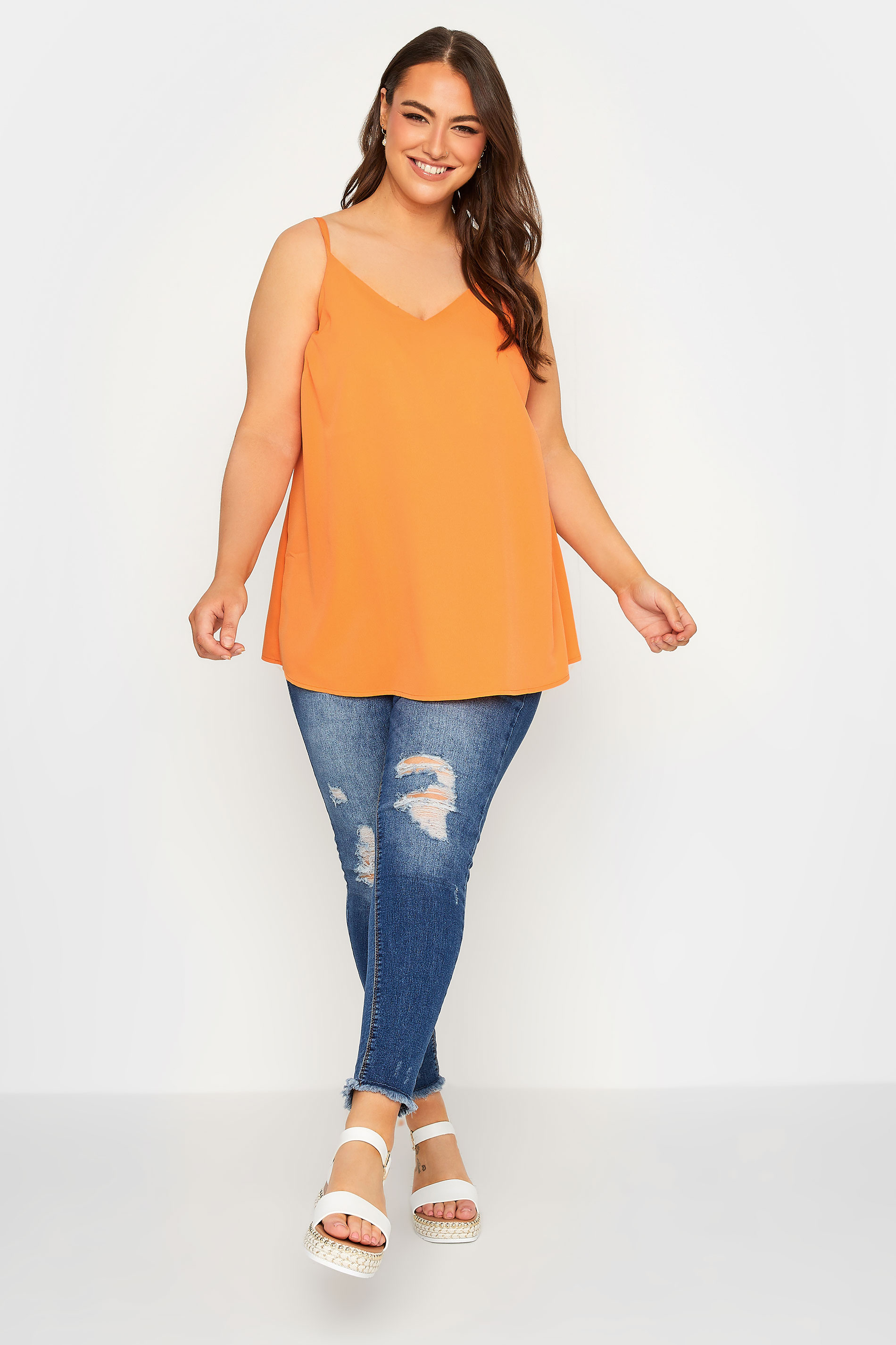 YOURS Curve Plus Size Orange Cami Vest Top | Yours Clothing  2