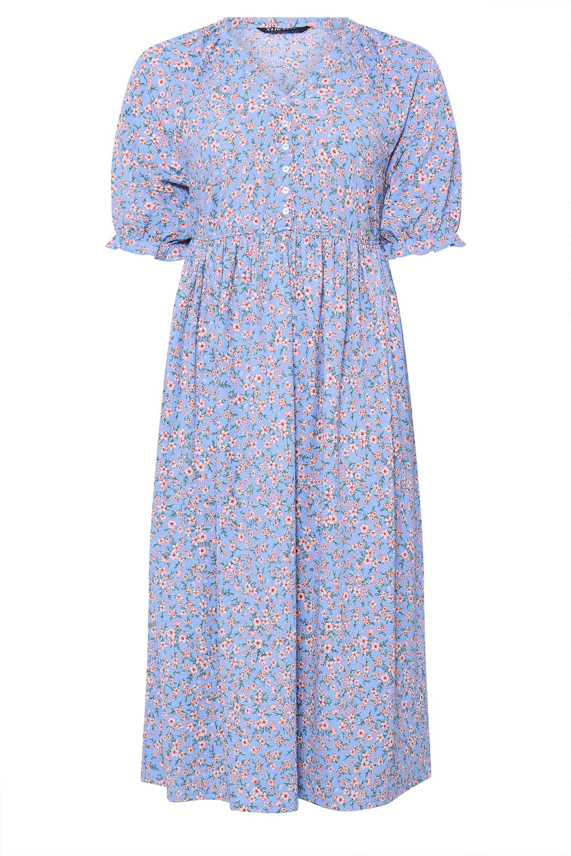 YOURS Plus Size Blue Ditsy Floral Raglan Sleeve Dress | Yours Clothing 5