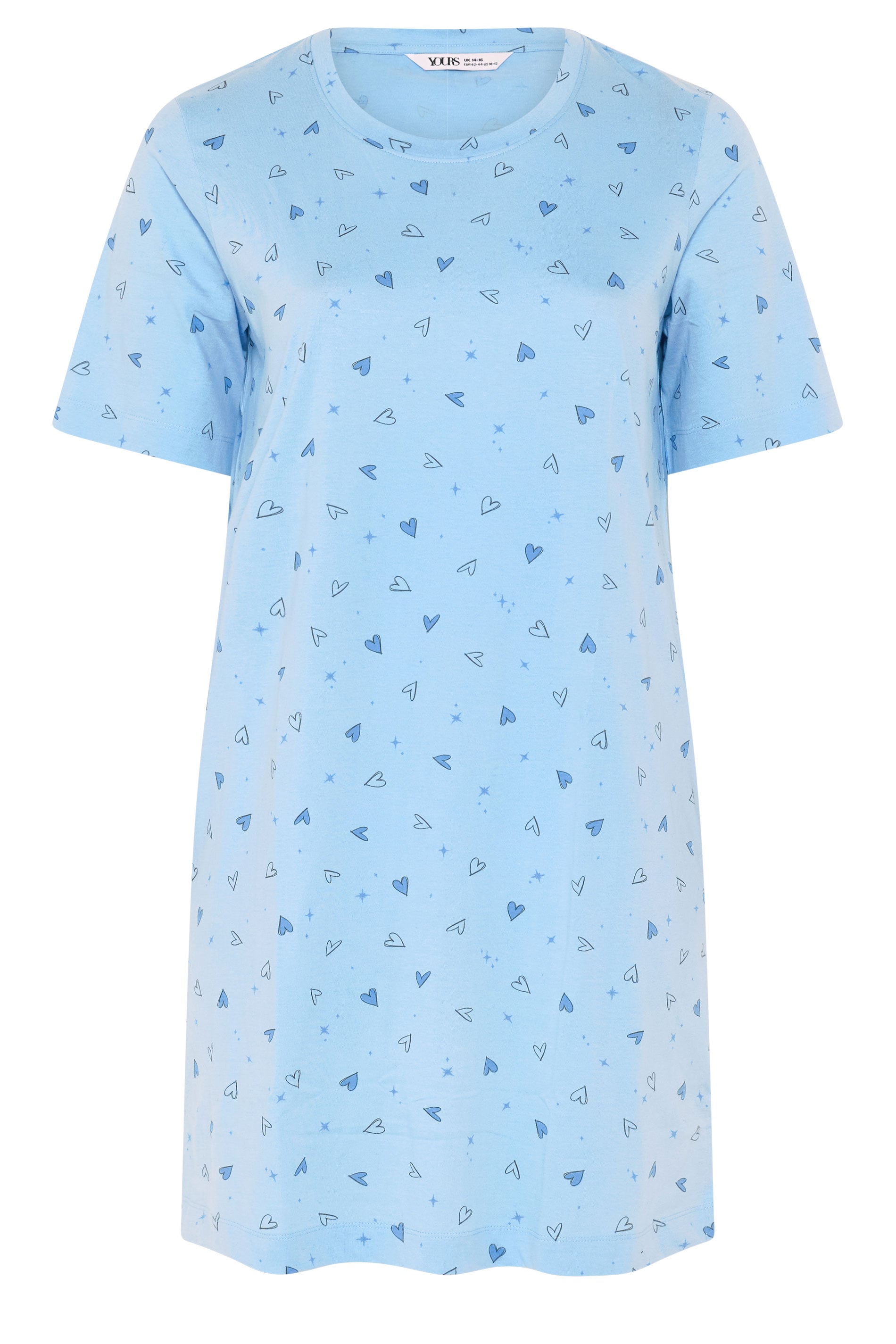 YOURS Plus Size Blue Heart Side Split Nightdress | Yours Clothing 5
