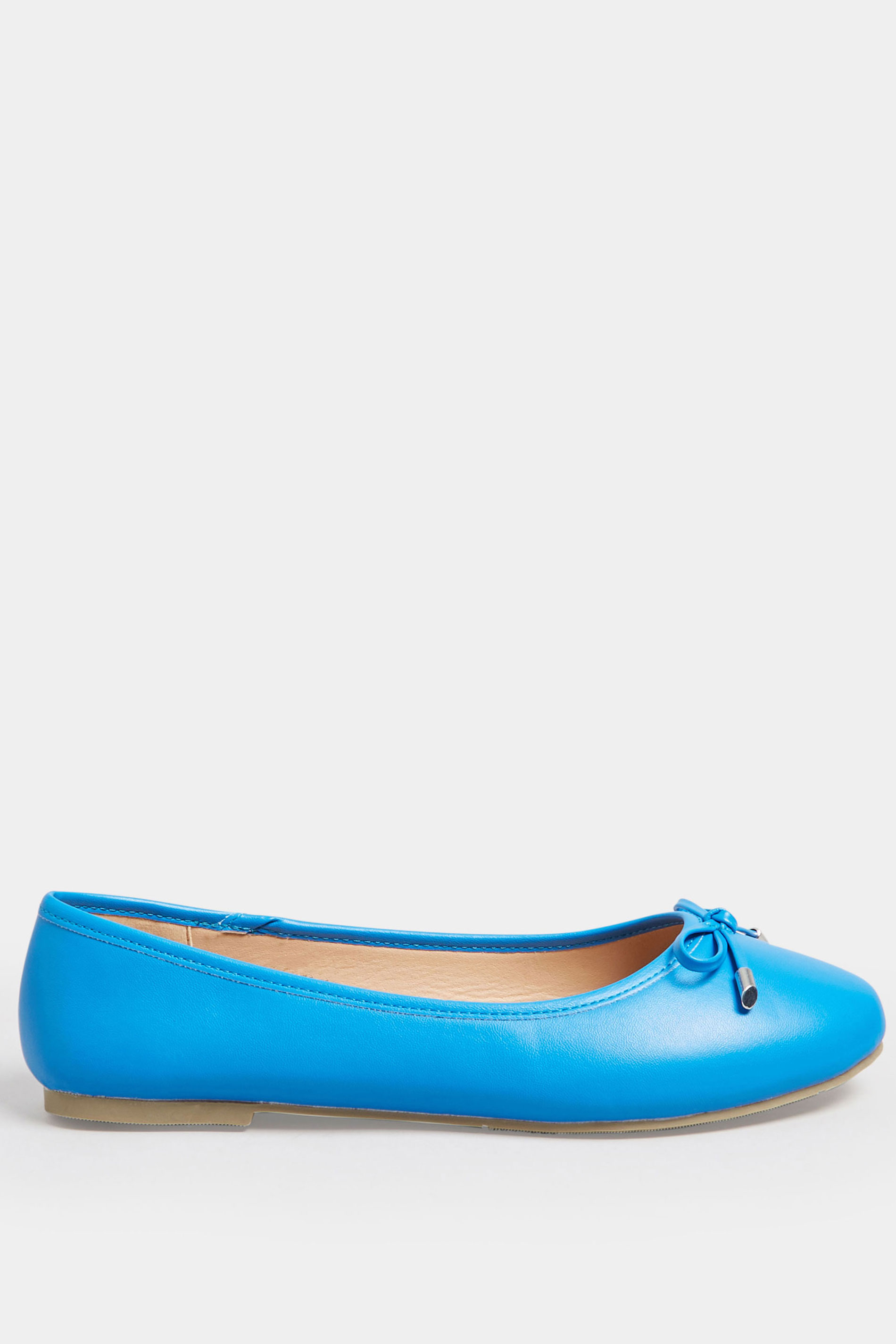 Blue Ballerina Pumps In Wide E Fit & Extra Wide EEE Fit | Yours Clothing 3