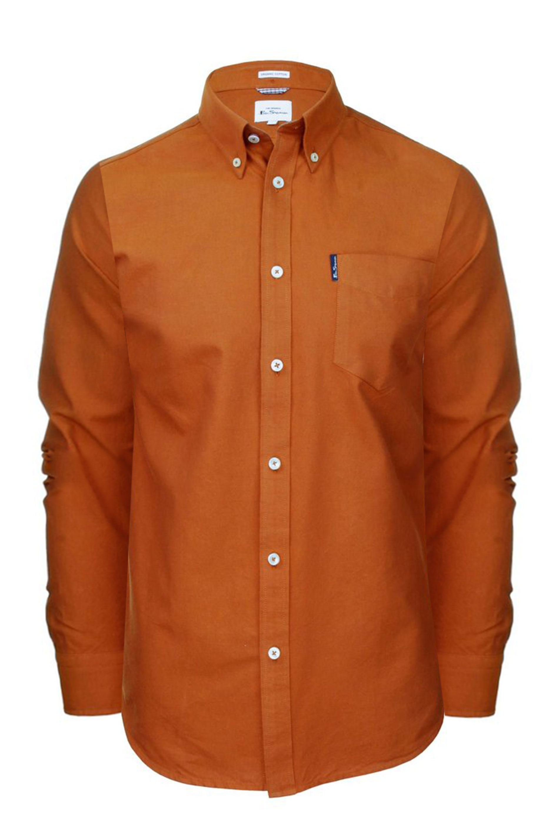 Men's Ben Sherman Oxford Short Sleeve Button Down Collar Shirt in Orange
