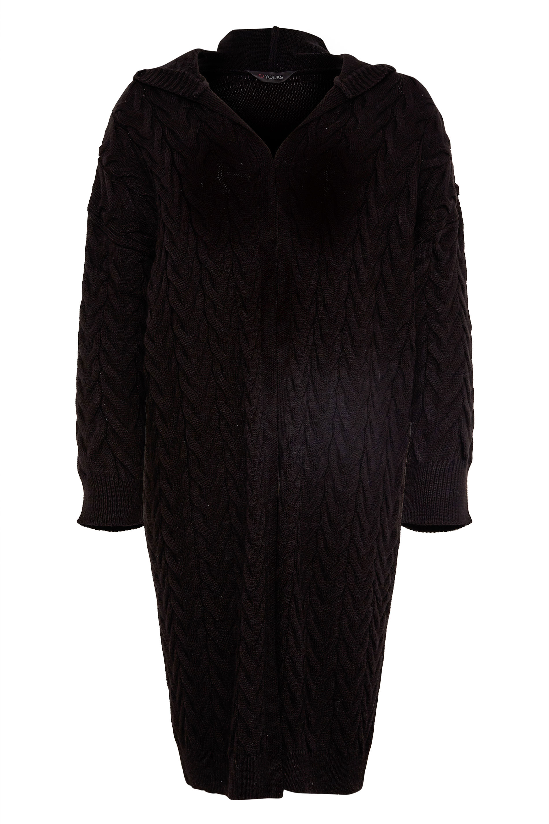 Curve Black Cable Knitted Hooded Maxi Cardigan_X.jpg