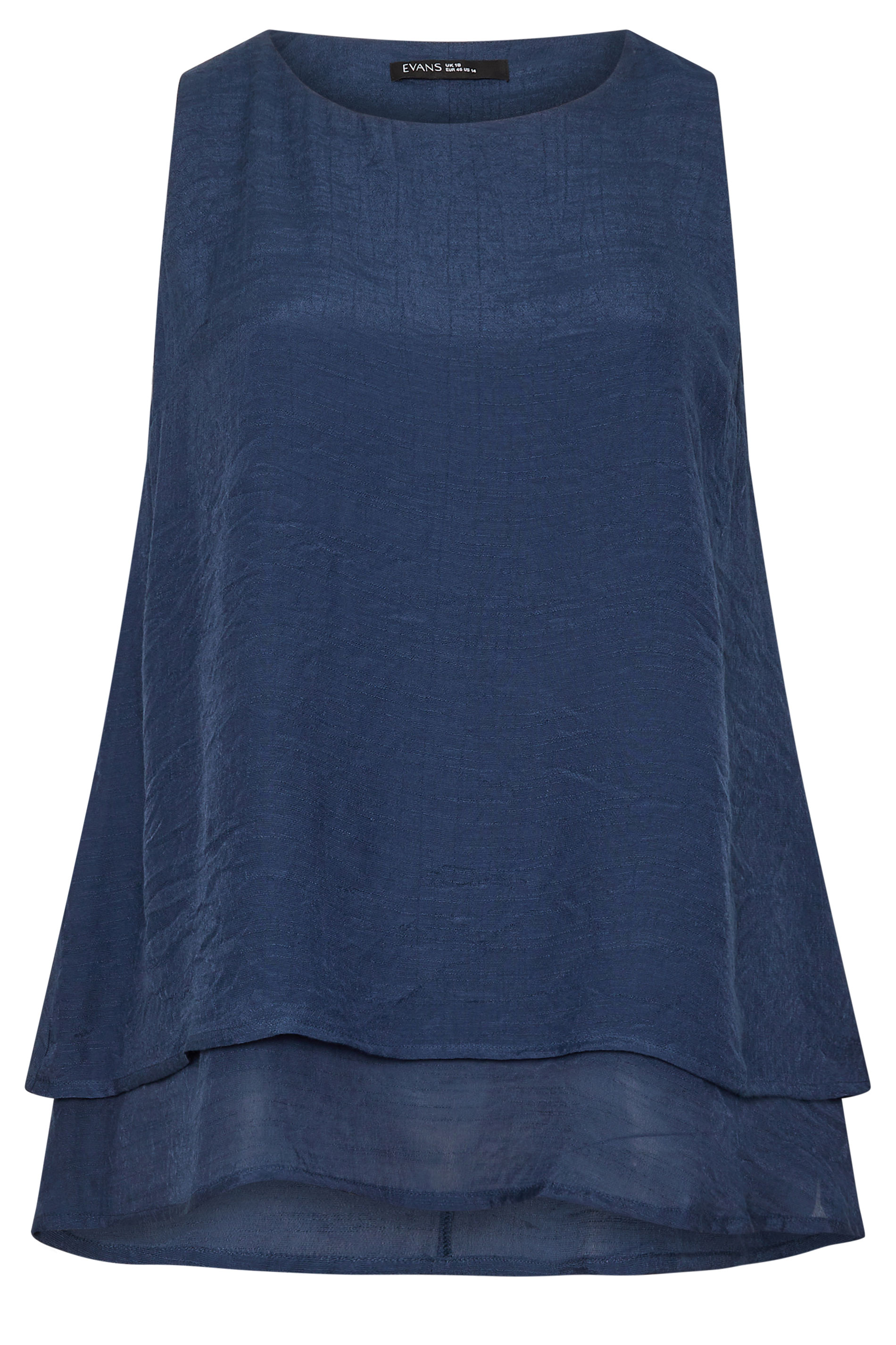 EVANS Plus Size Navy Blue Double Layer Vest Top | Evans 5
