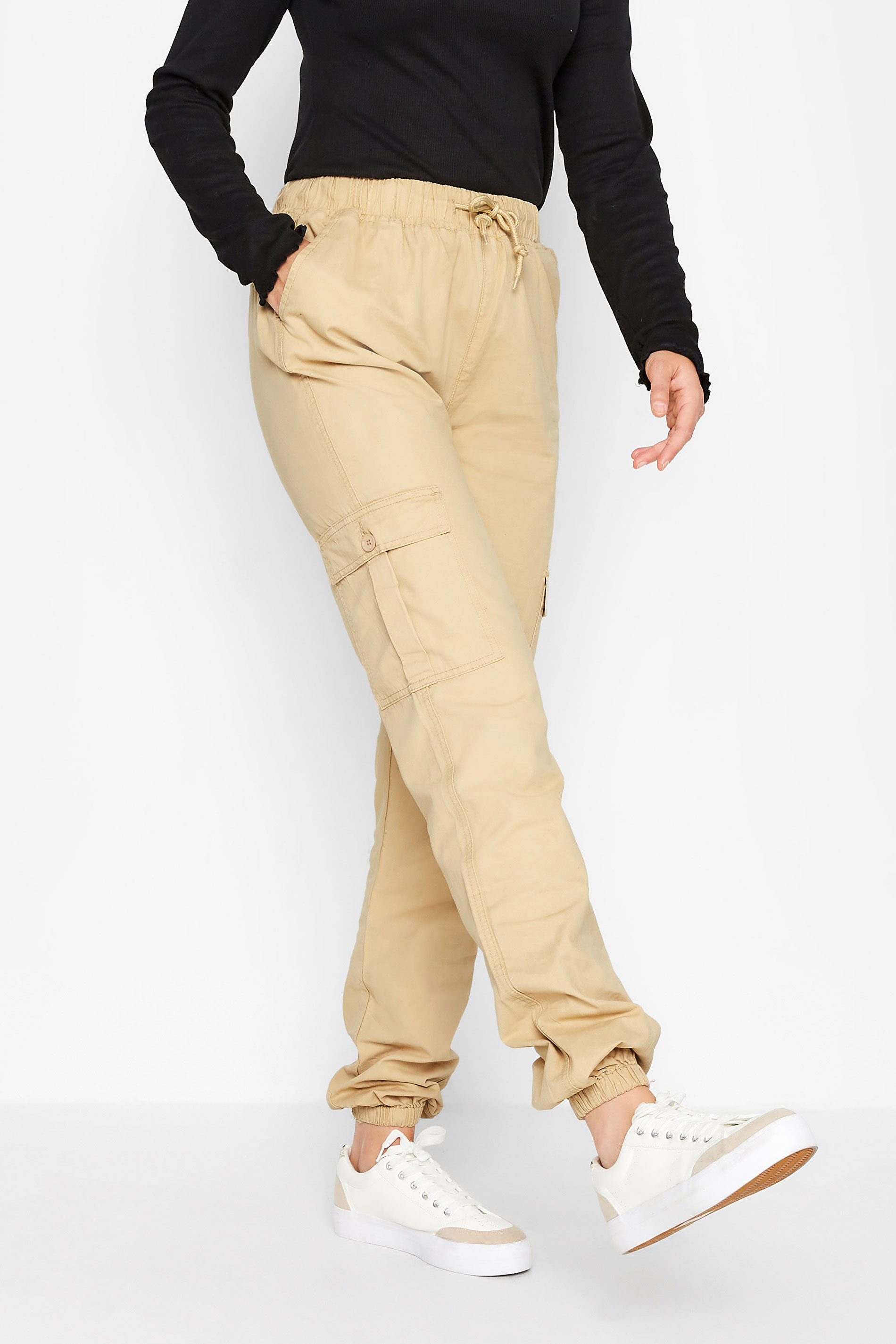 LTS Tall Beige Brown Cargo Pocket Twill Trousers 1