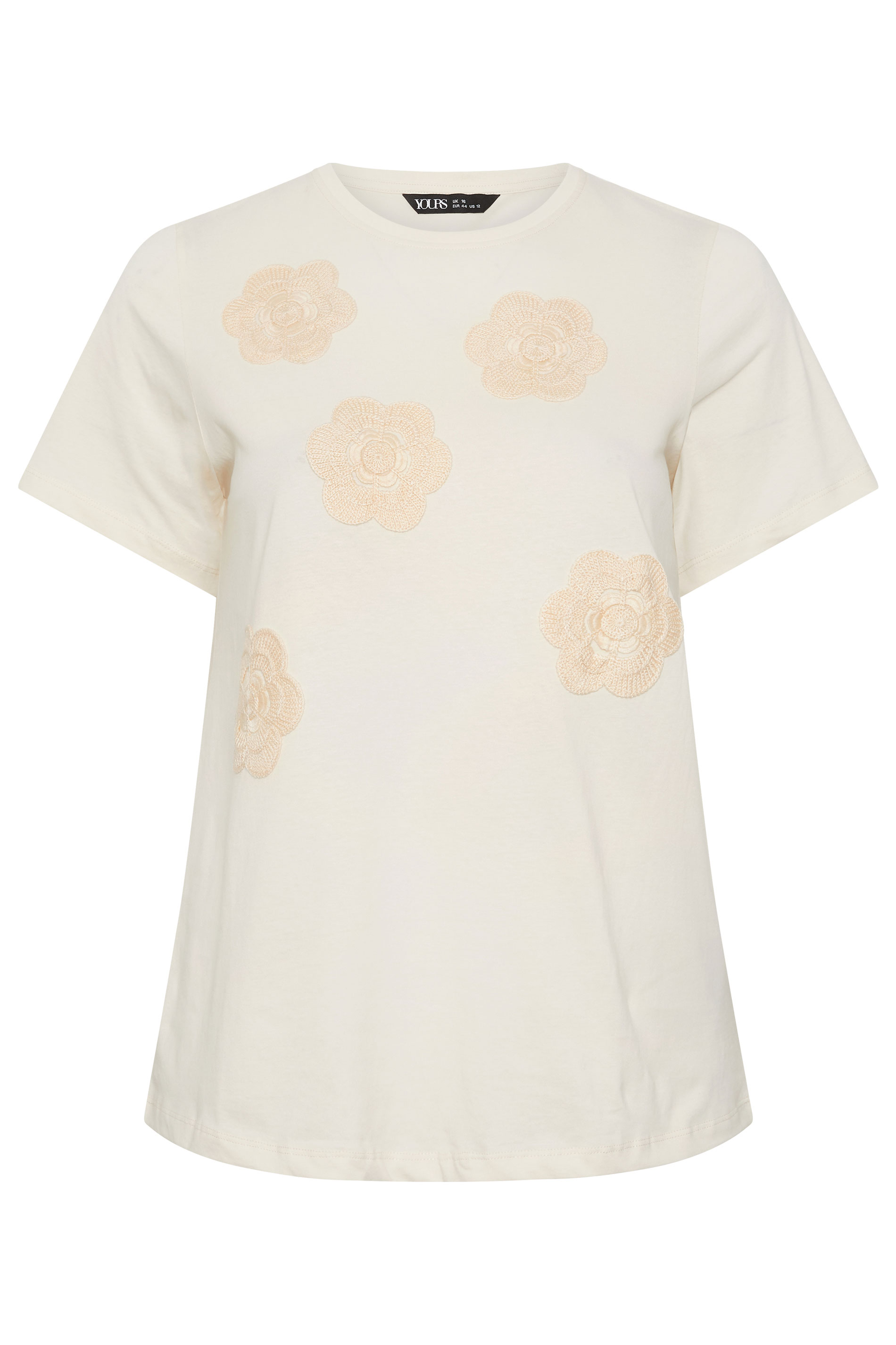 YOURS Plus Size Cream Daisy Applique T-Shirt | Yours Clothing 5