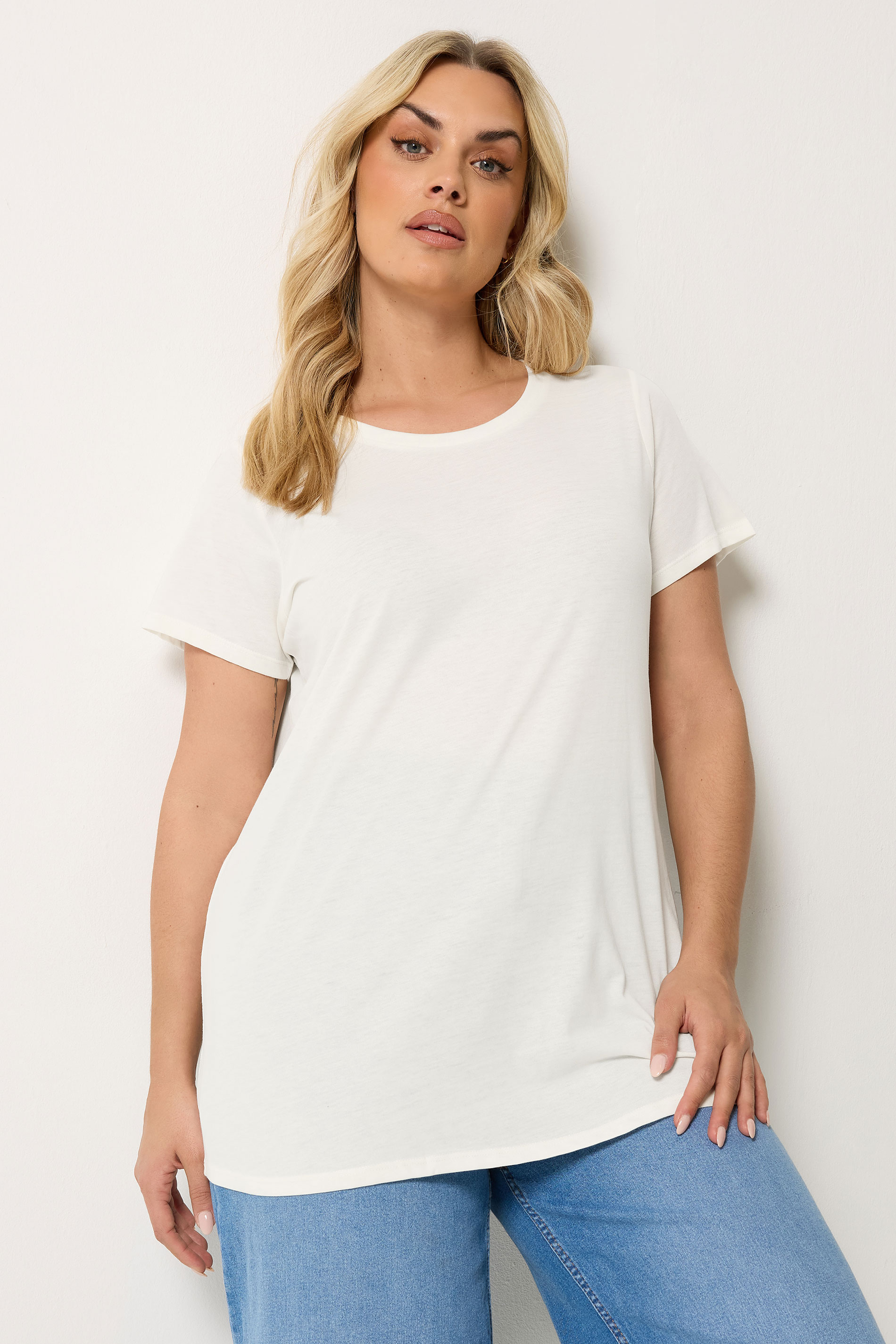 YOURS Plus Size Ivory White Core T-Shirt | Yours Clothing 3