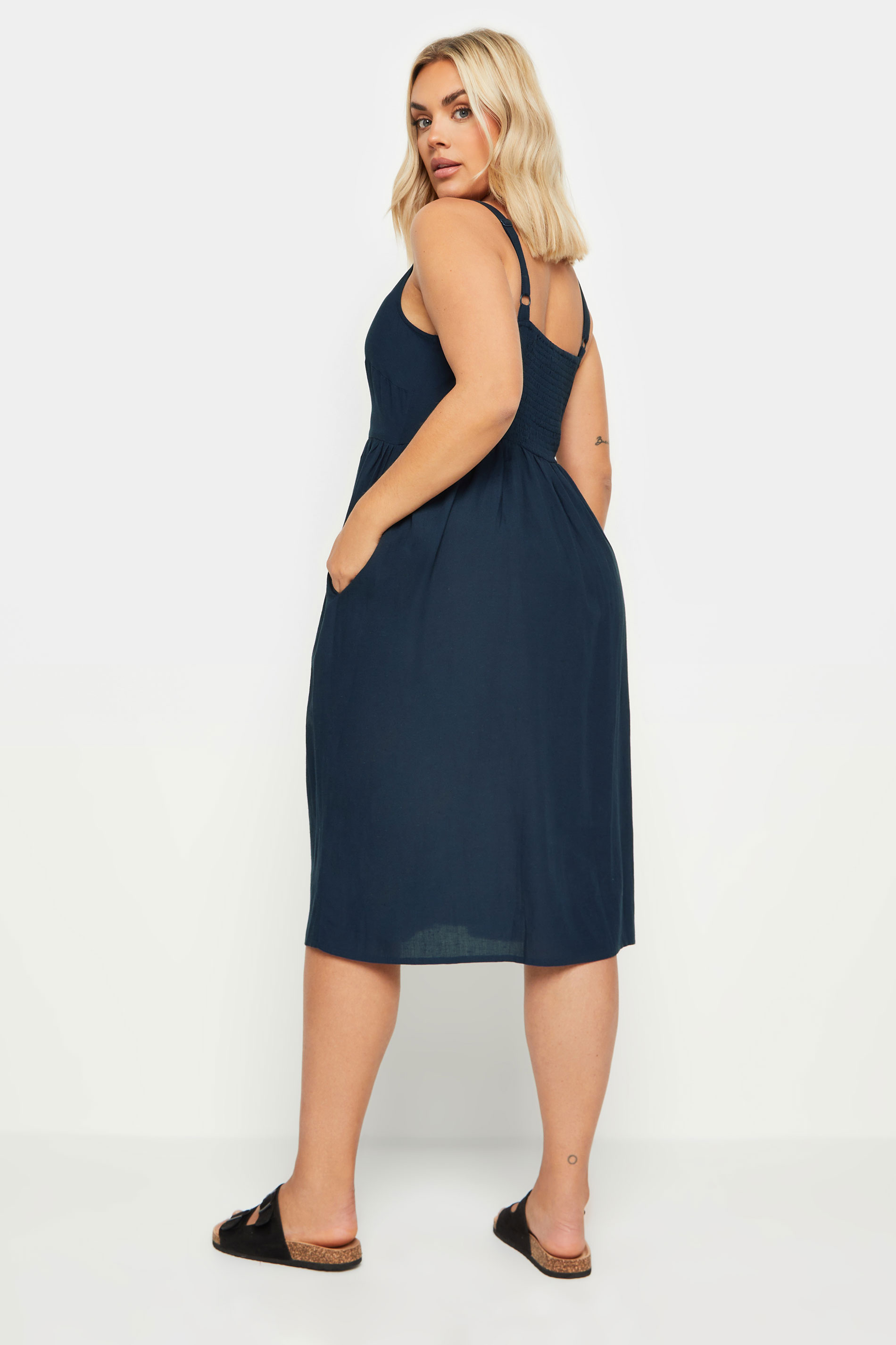 YOURS Plus Size Navy Blue Strappy Sundress | Yours Clothing 3