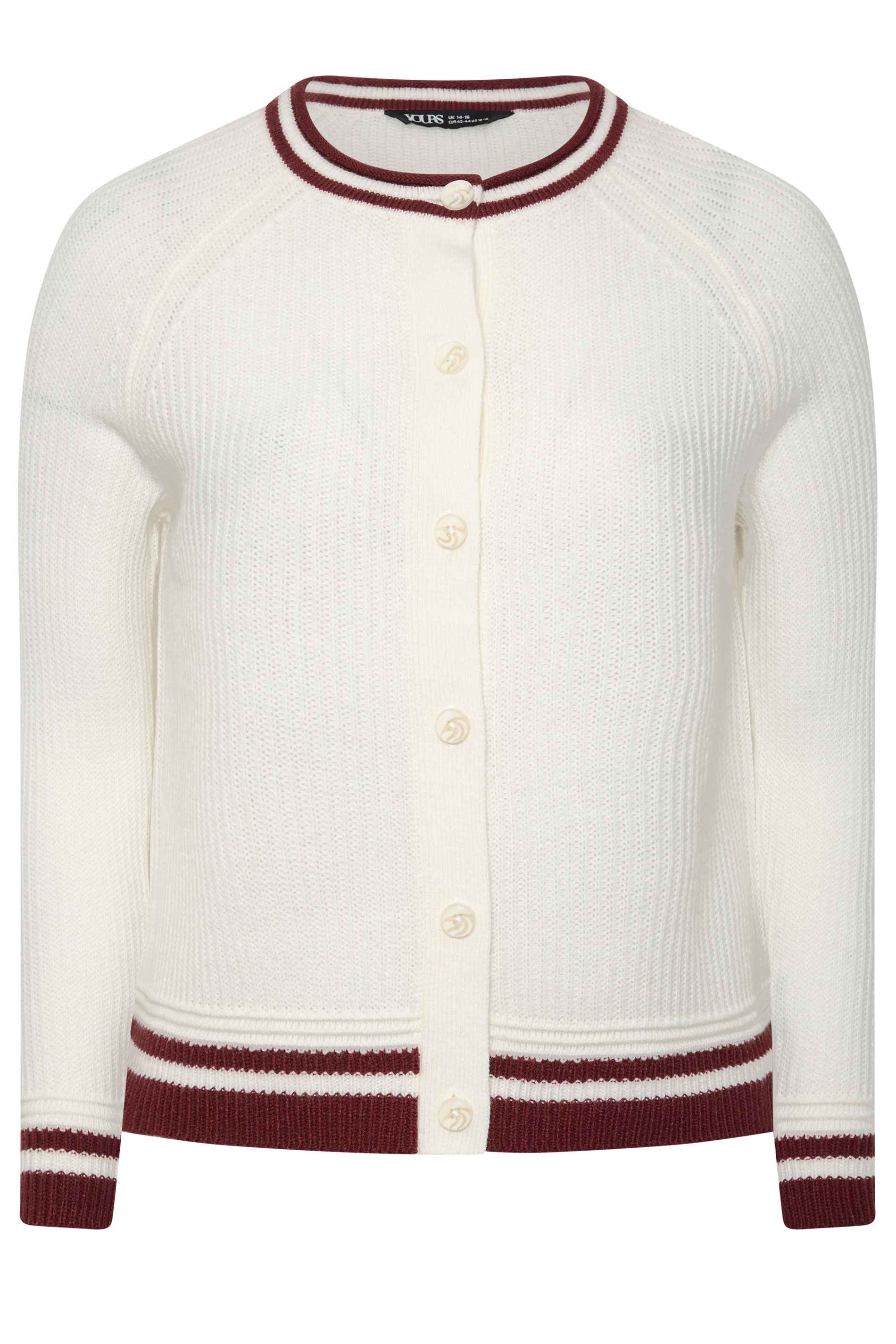 YOURS Plus Size Ivory White Contrast Trim Cardigan | Yours Clothing 5