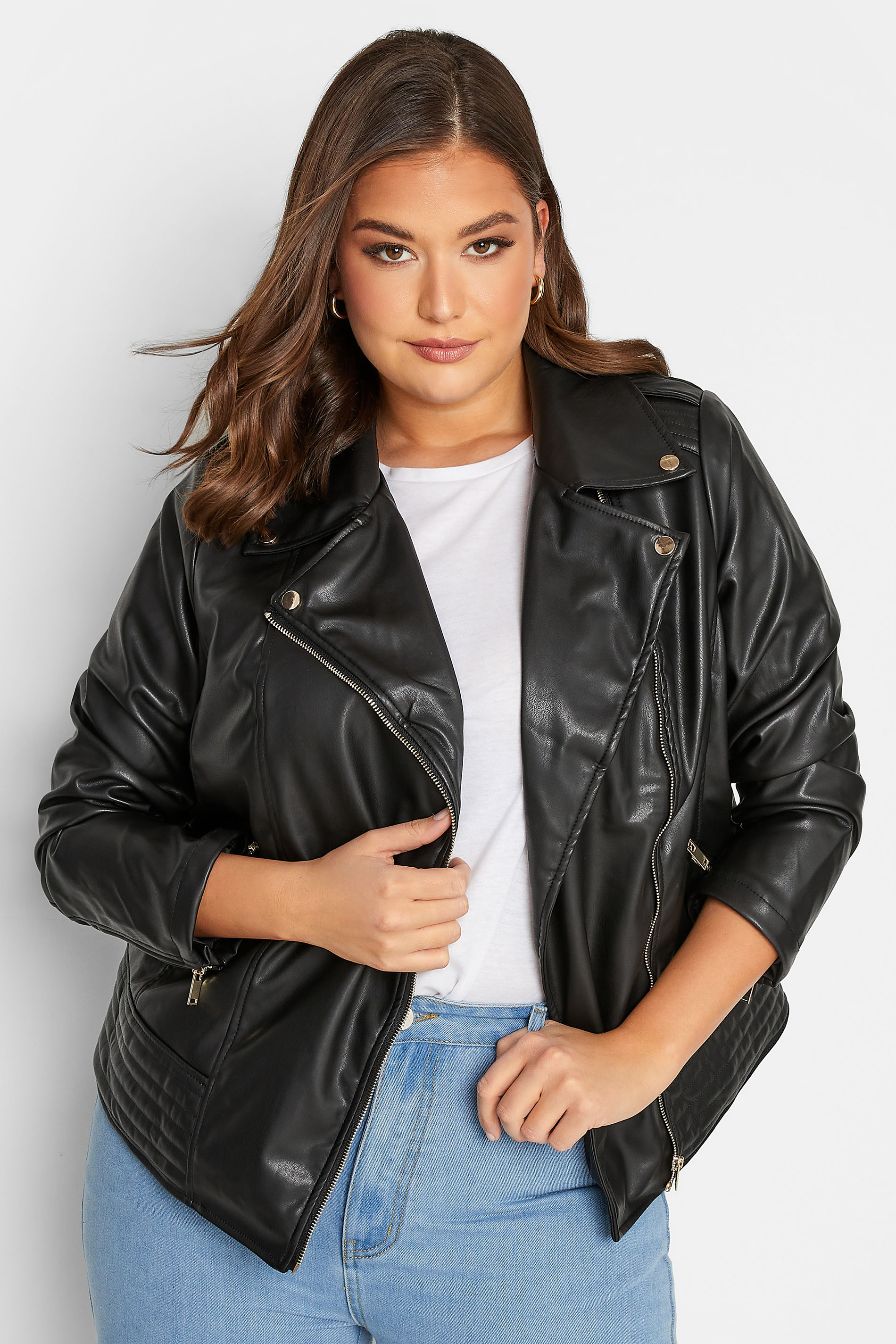 YOURS Plus Size Faux Leather Biker Jacket | Yours Clothing 1