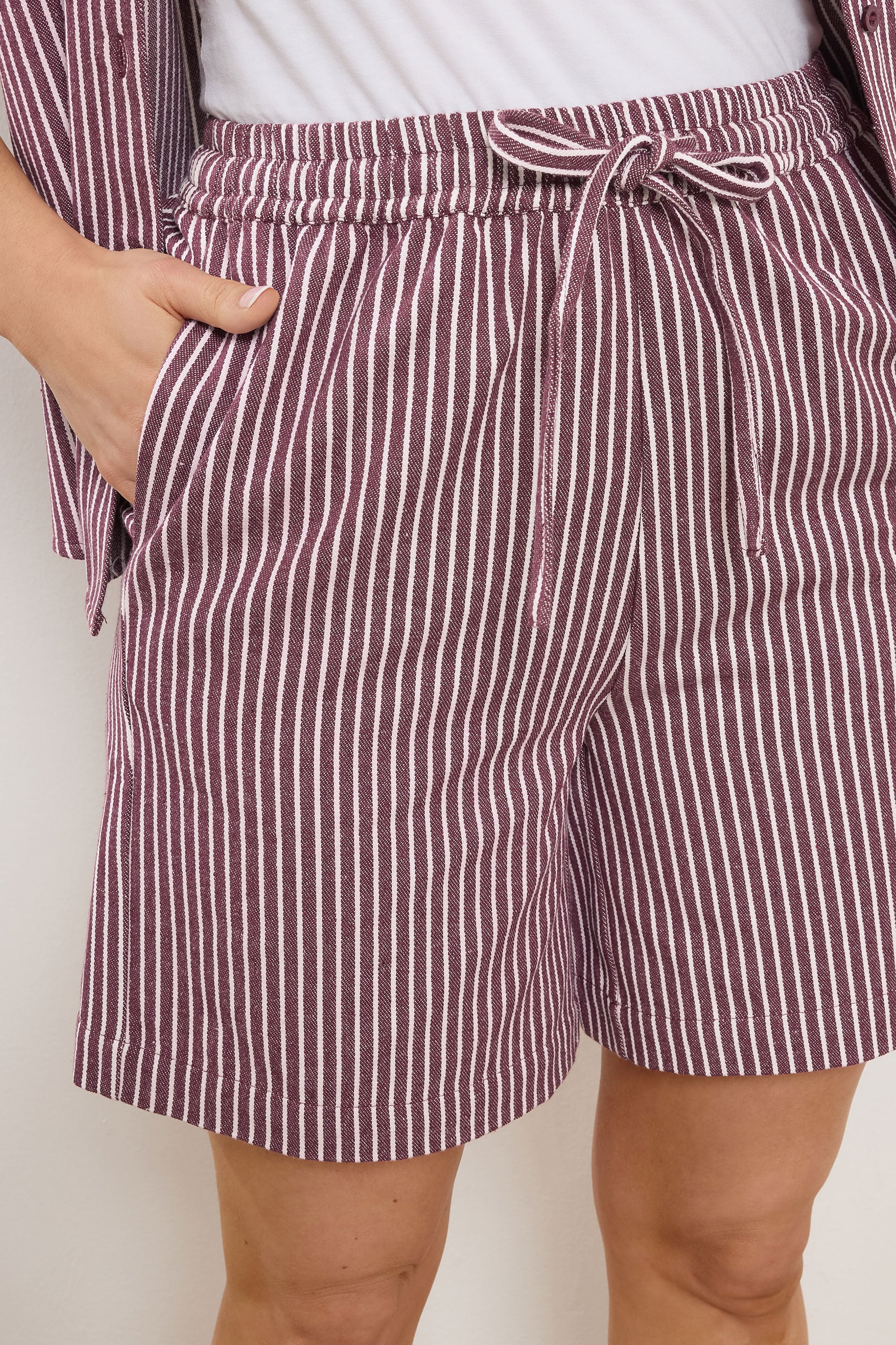 LTS Tall Women's Burgundy Red Stripe Cotton Shorts | Long Tall Sally 4