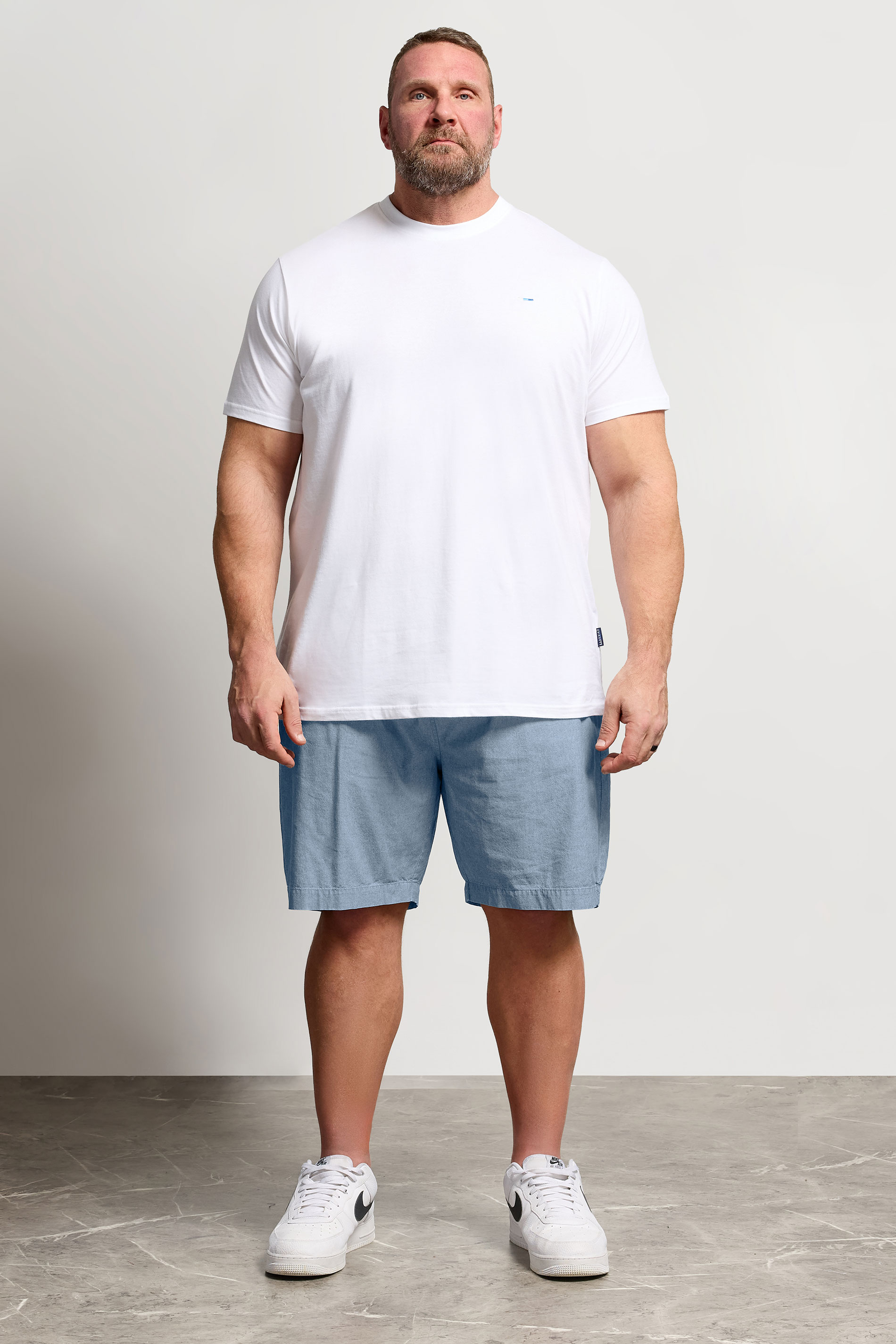 BadRhino Big & Tall Chambray Blue Elasticated Waist Cotton Shorts | BadRhino 2