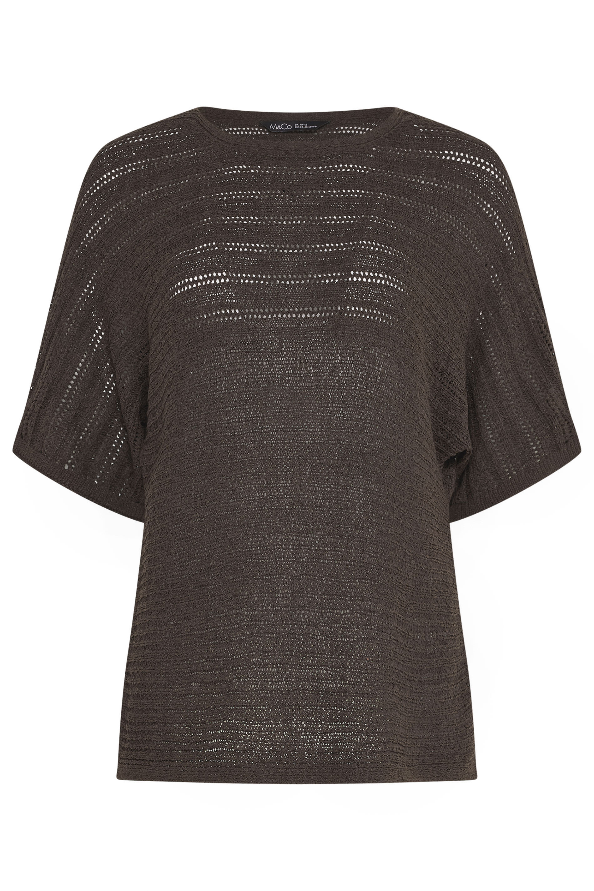 M&Co Chocolate Brown Short Sleeve Tape Knit Jumper | M&C0 5