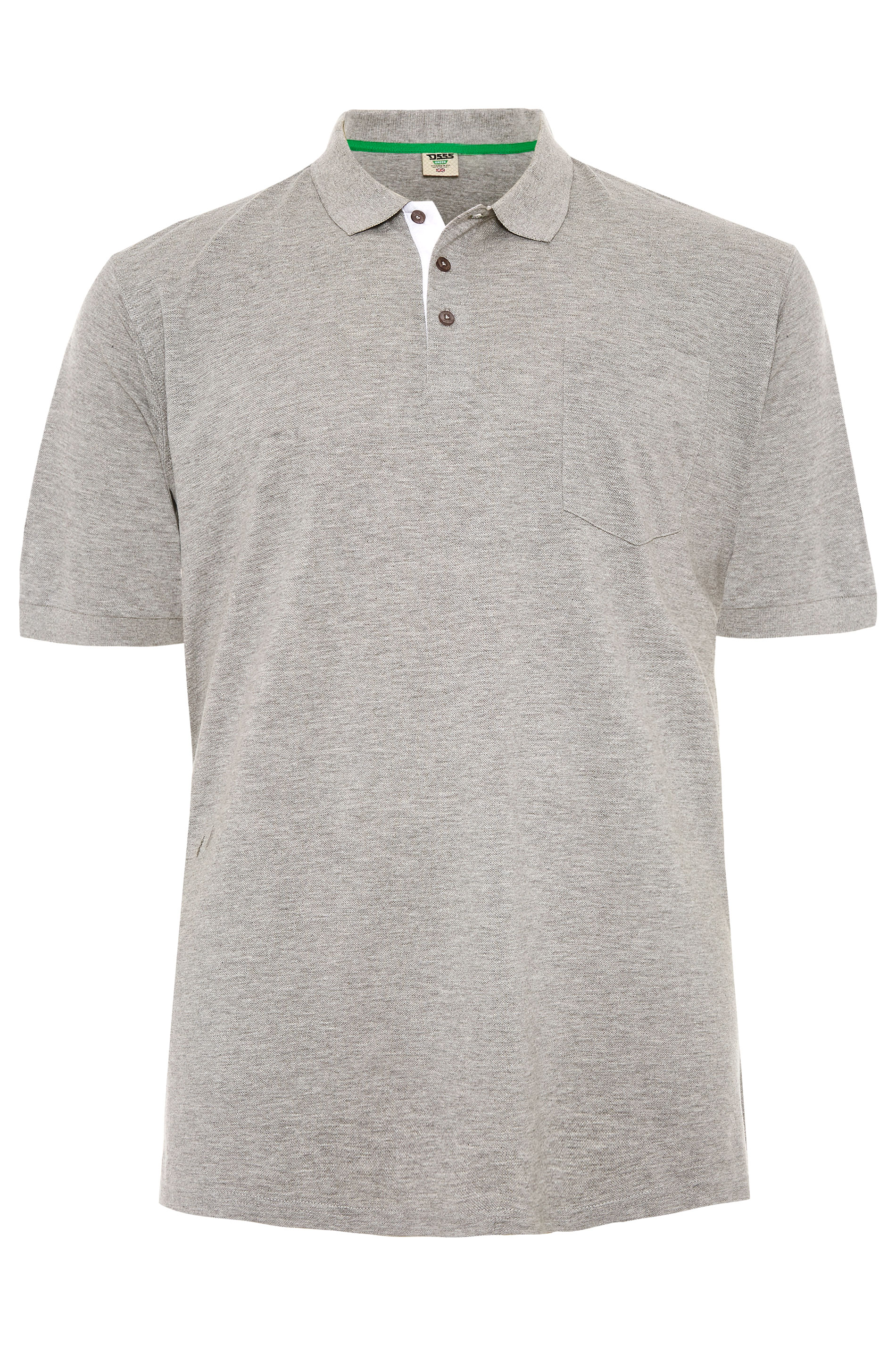 D555 Light Grey Marl Basic Polo Shirt | BadRhino
