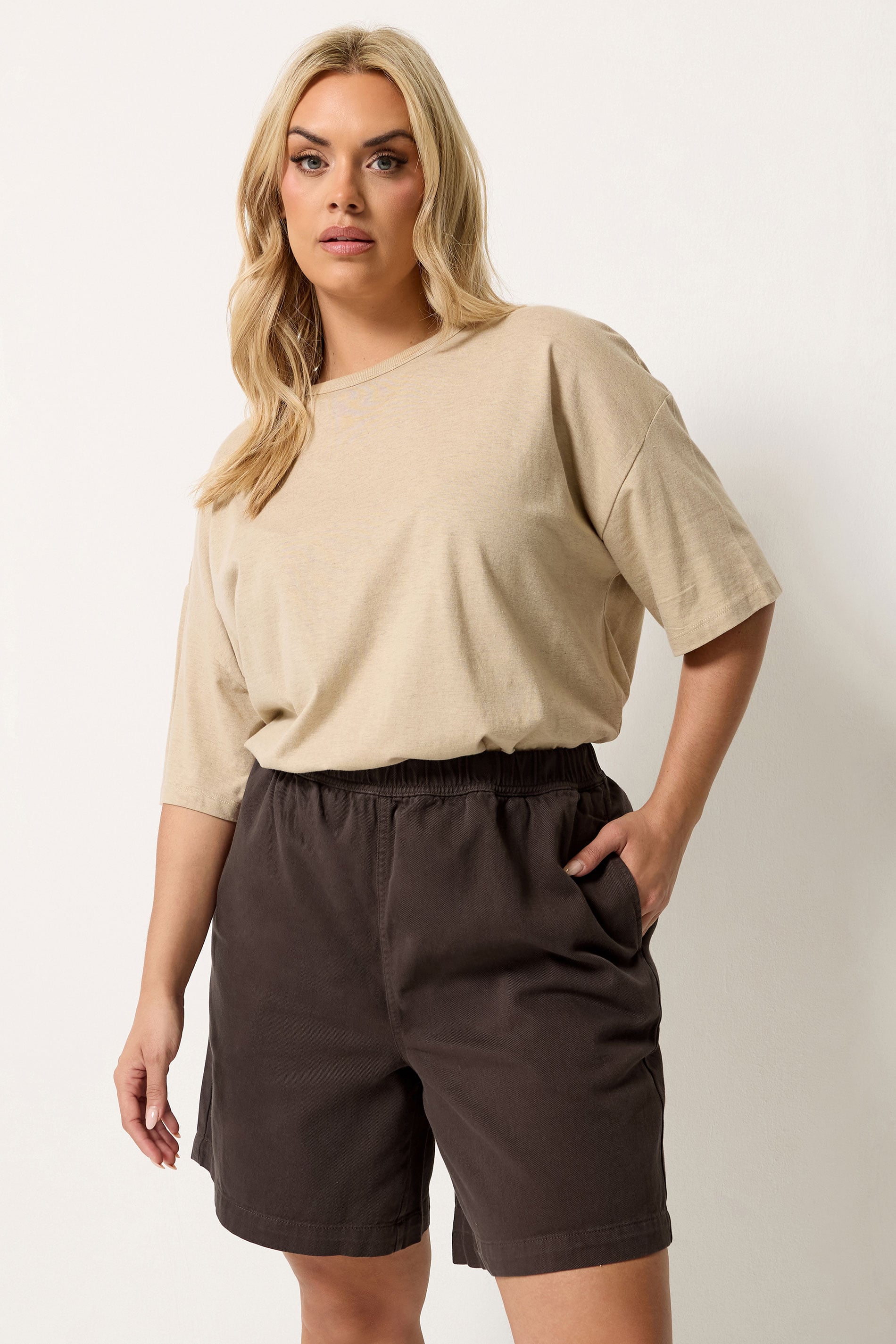 YOURS Plus Size Chocolate Brown Denim Shorts | Yours Clothing 3
