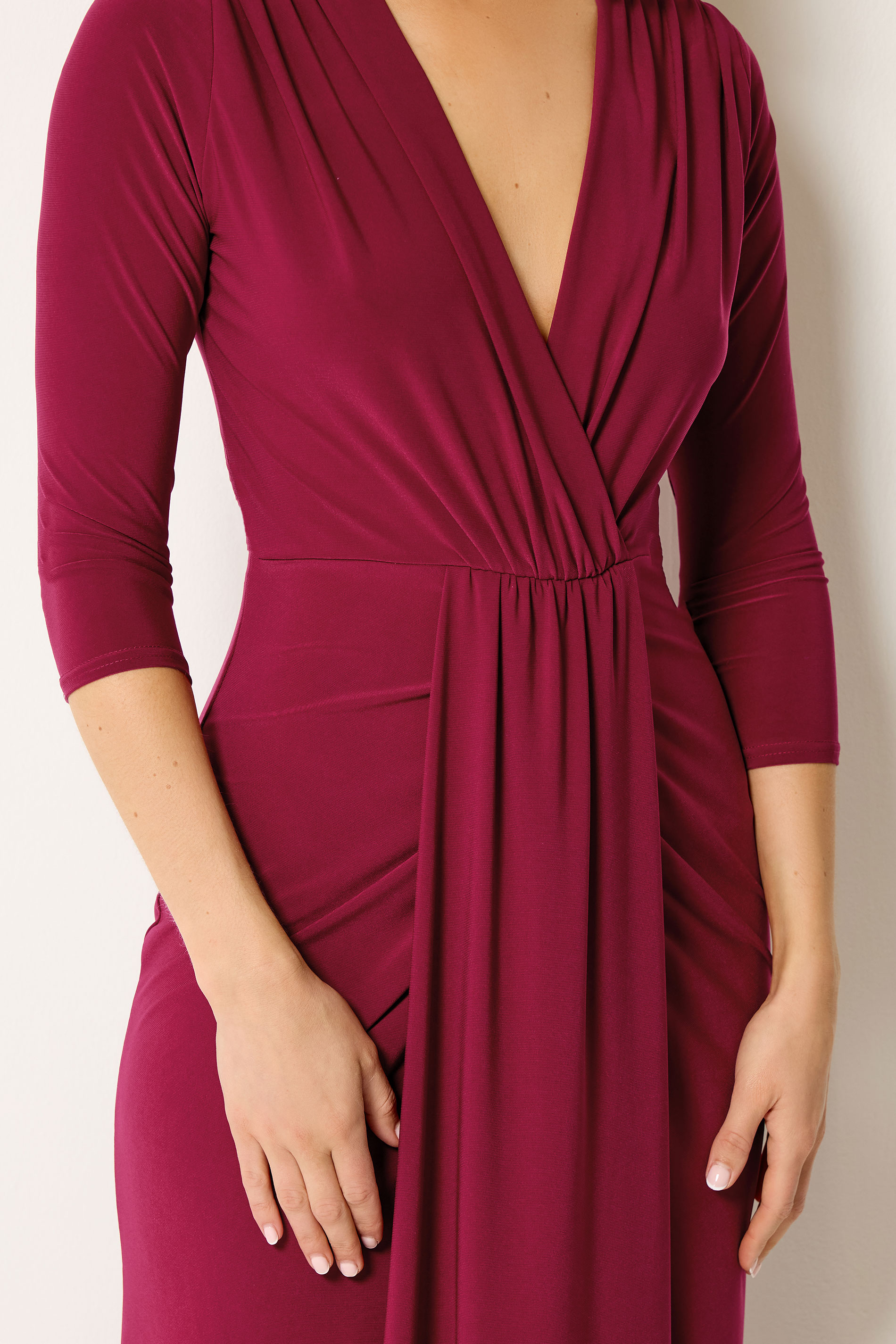 LTS Tall Women's Berry Red Drape Wrap Maxi Dress | Long Tall Sally 4