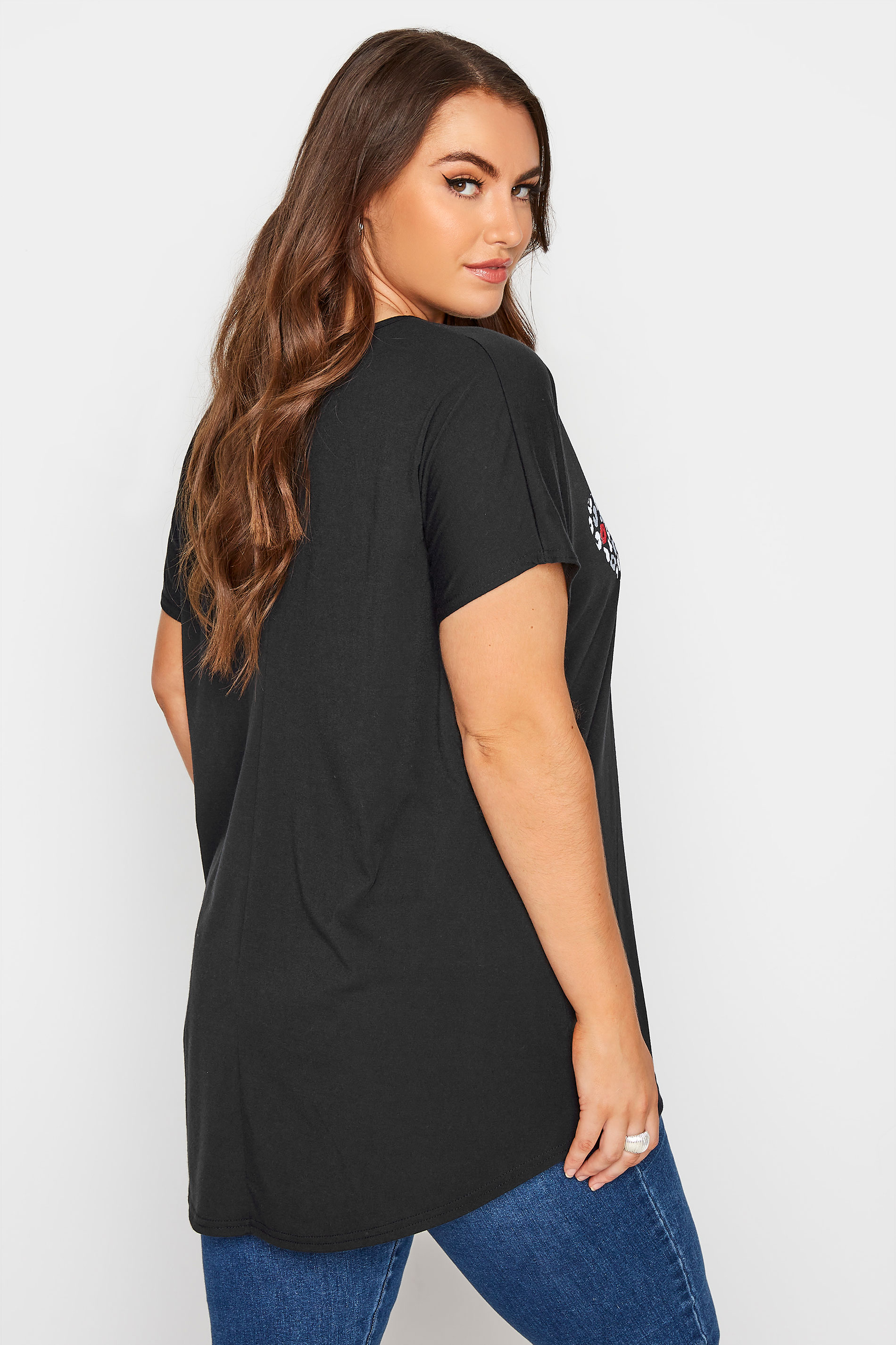Grande taille  Tops Grande taille  T-Shirts | T-Shirt Noir Coeurs Léopard - GJ47112