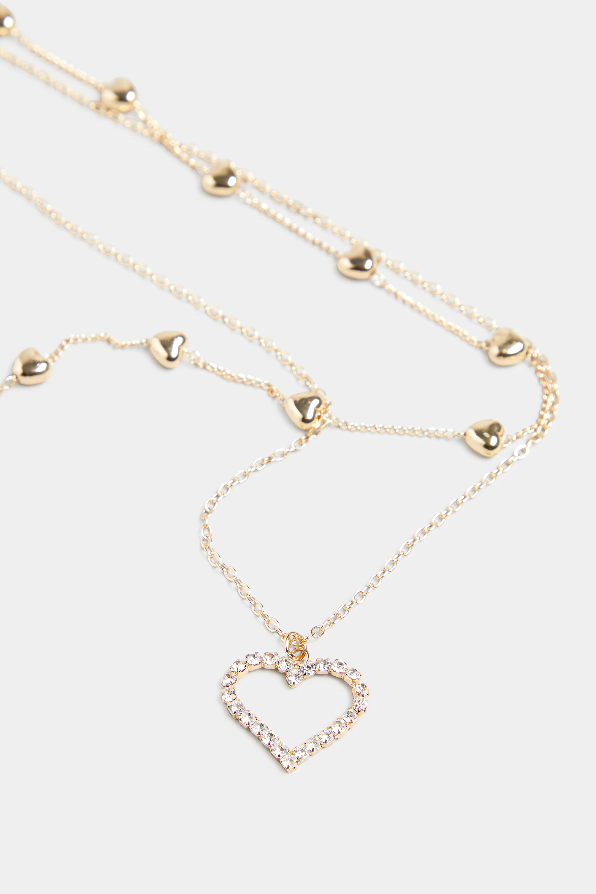 Gold Double Layer Heart Necklace | Yours Clothing 3