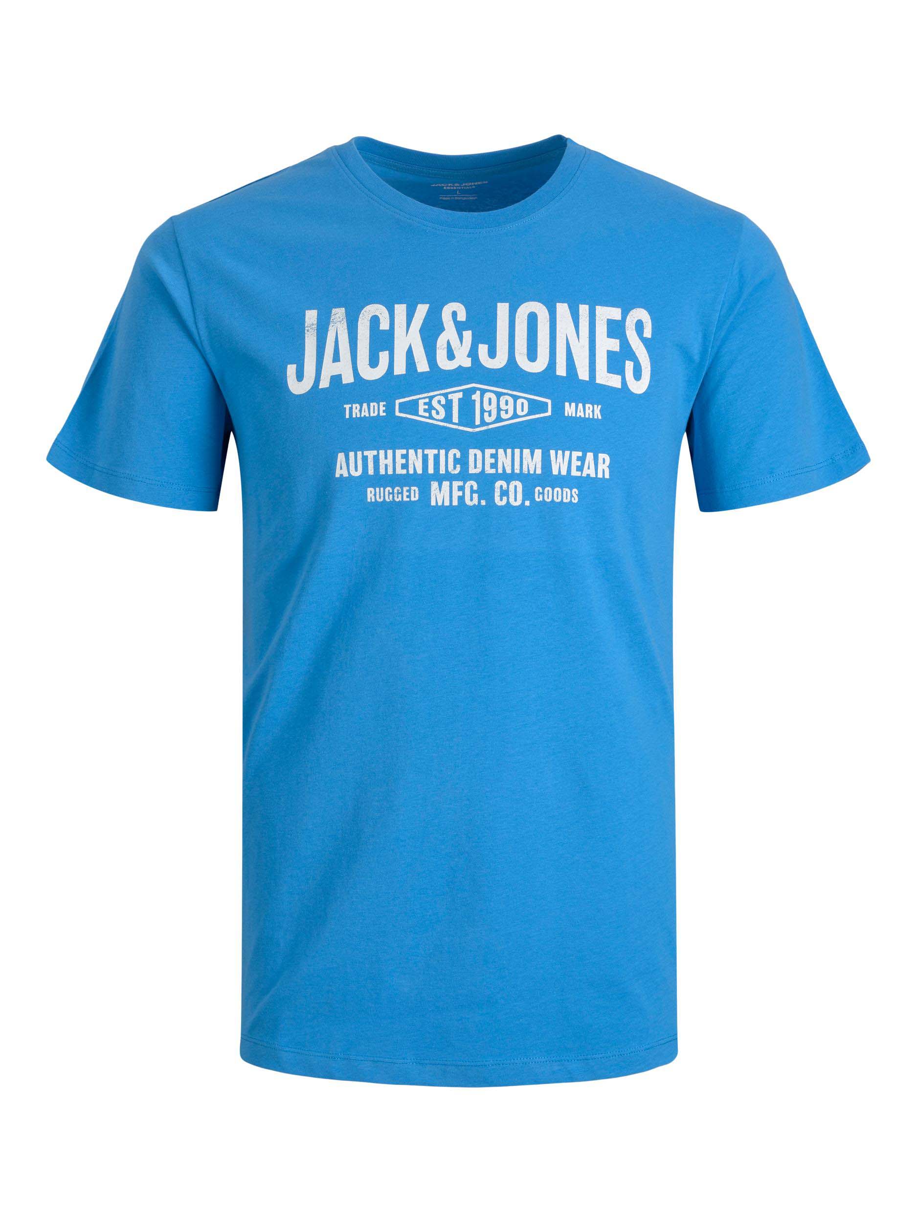 JACK & JONES Big & Tall Blue Logo Printed T-Shirt | BadRhino 2