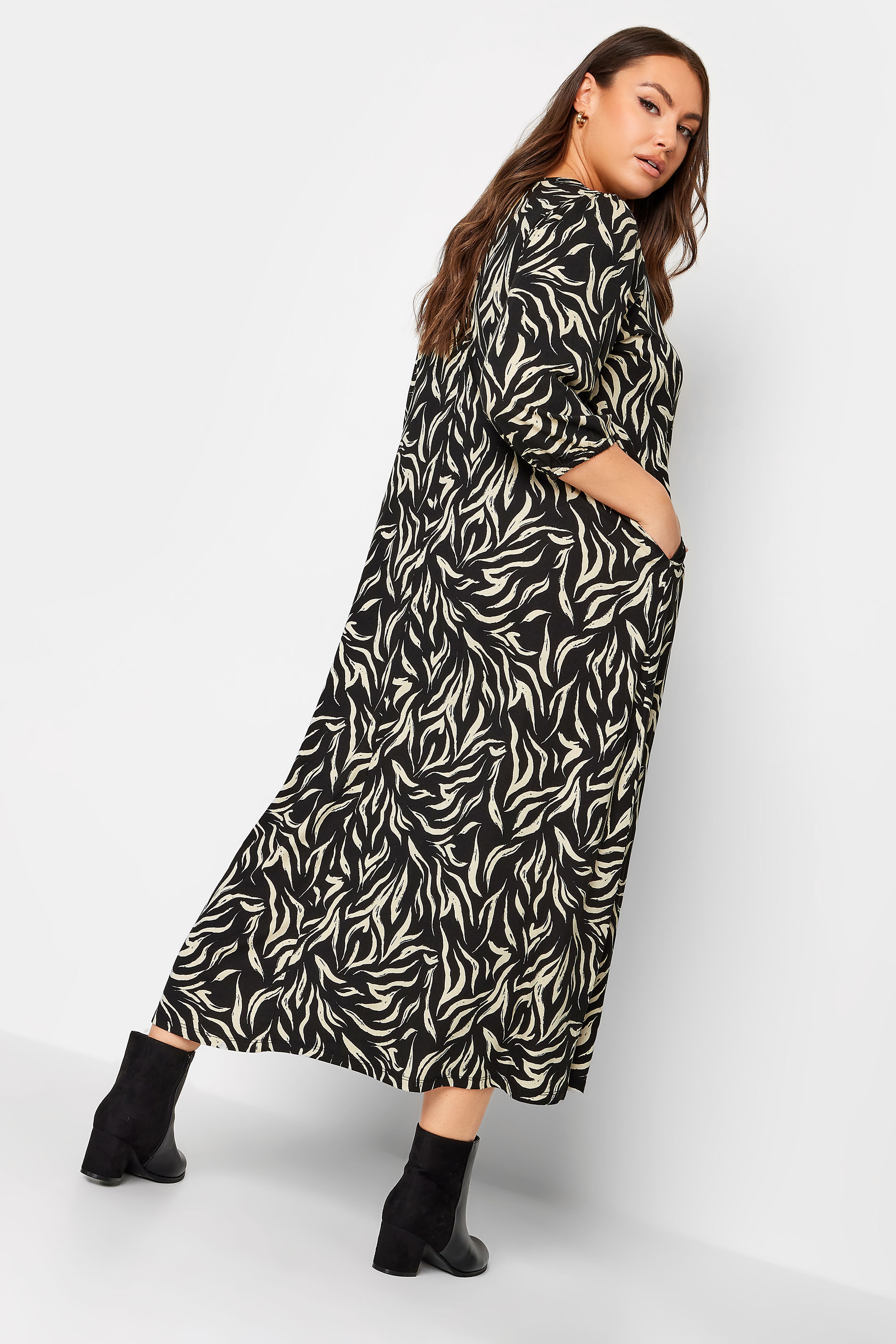 Plus Size Black Zebra Maxi Dress | Yours