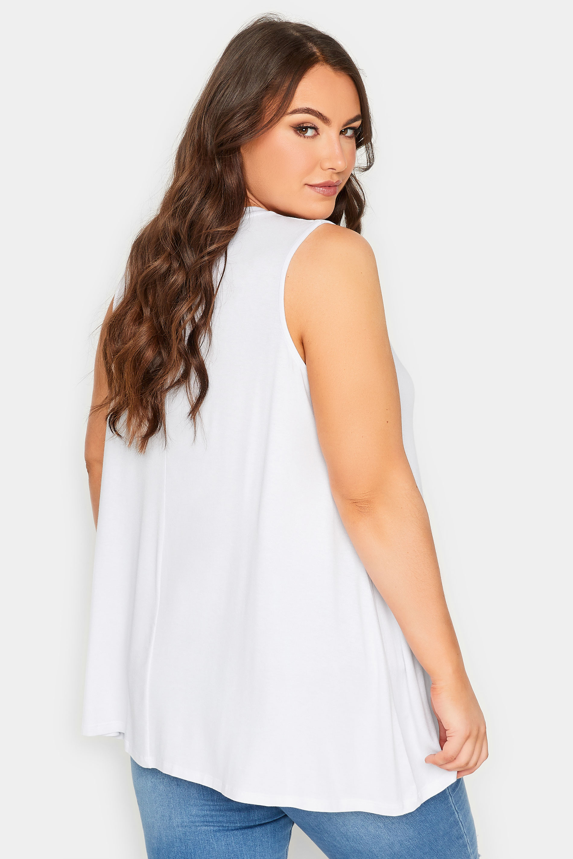 Plus Size White Swing Vest Top | Yours Clothing 3