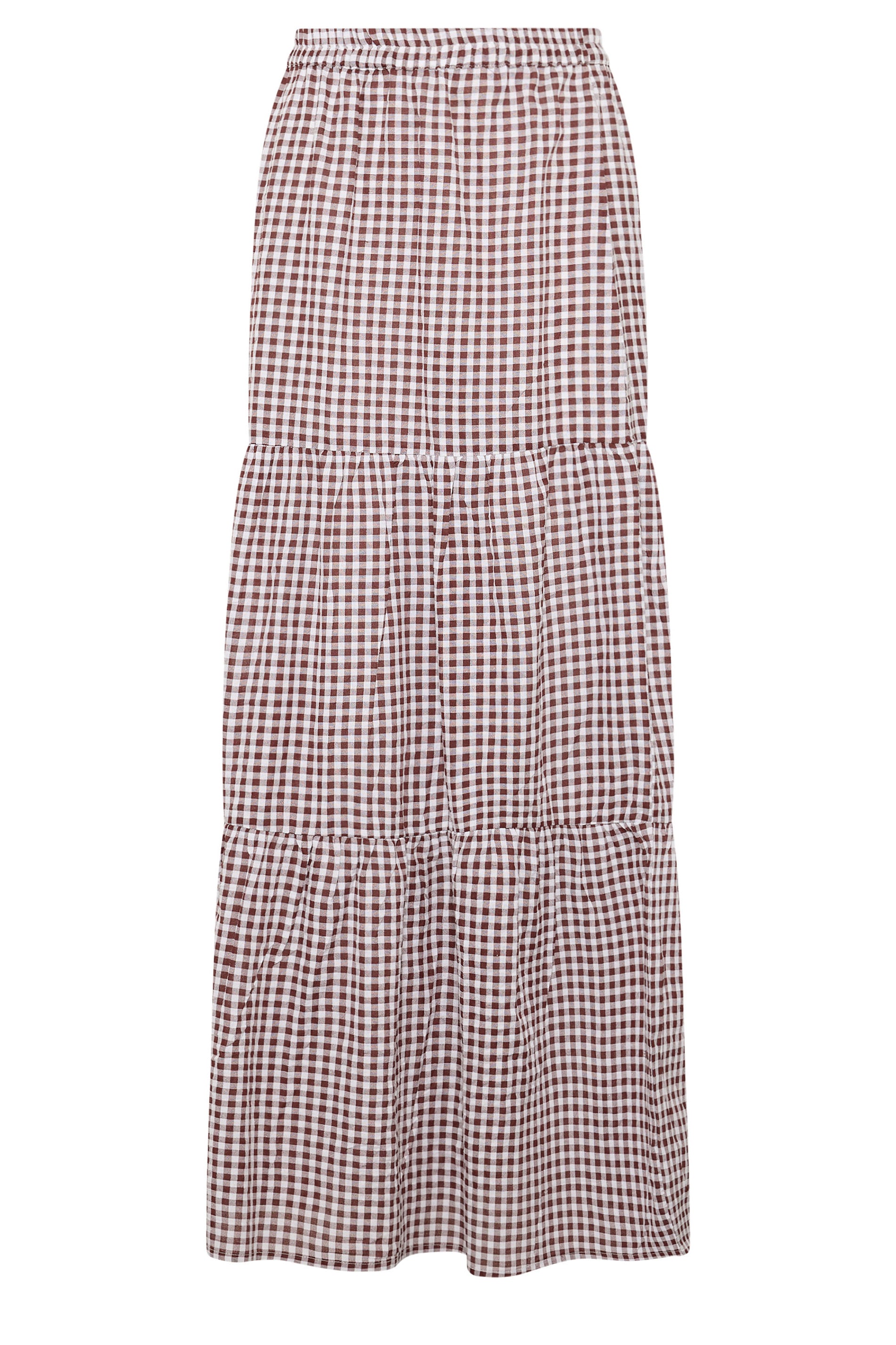 LTS Tall Women's Burgundy Red & White Gingham Cotton Maxi Skirt | Long Tall Sally 5