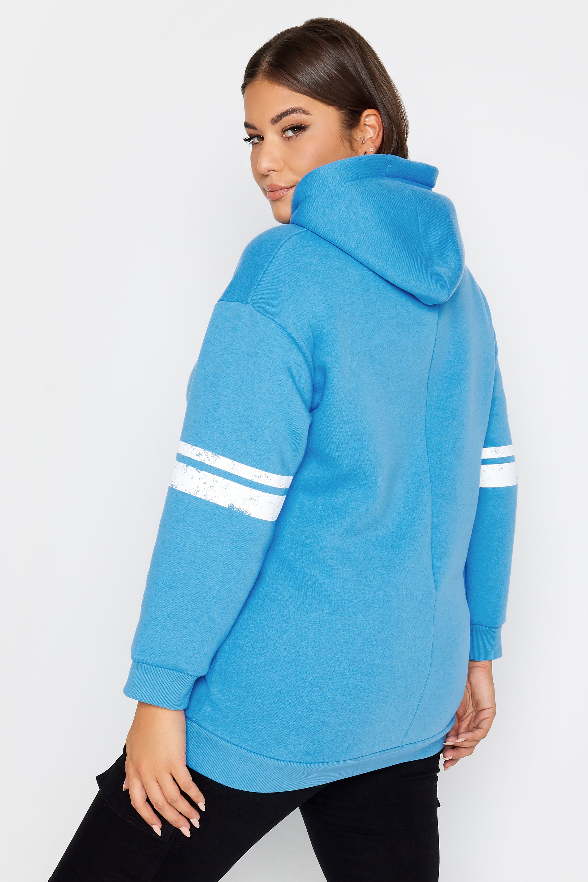 YOURS Curve Blue 'San Francisco' Printed Hoodie