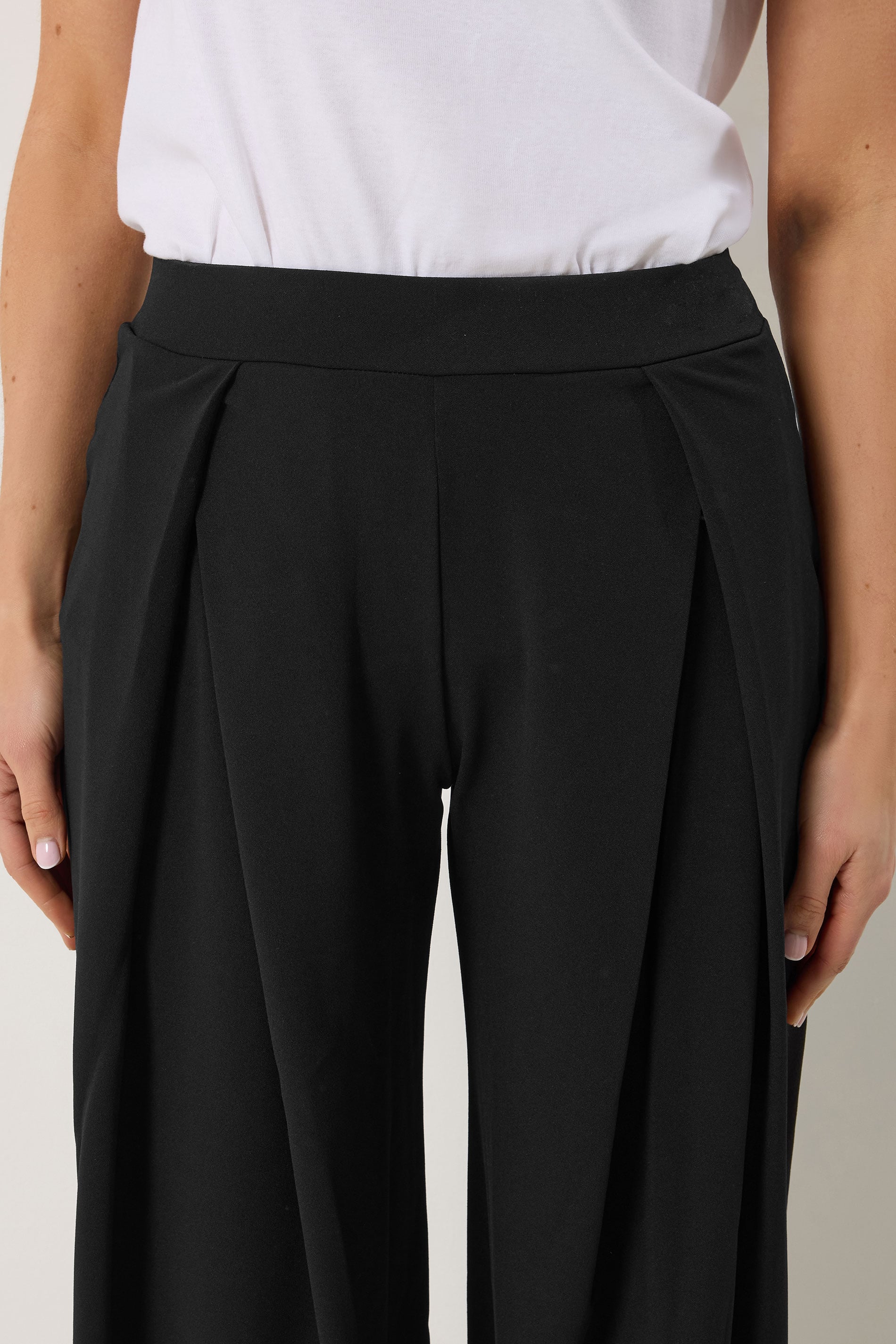 LTS Tall Women's Black Pleat Front Wide Leg Trousers | Long Tall Sally 4