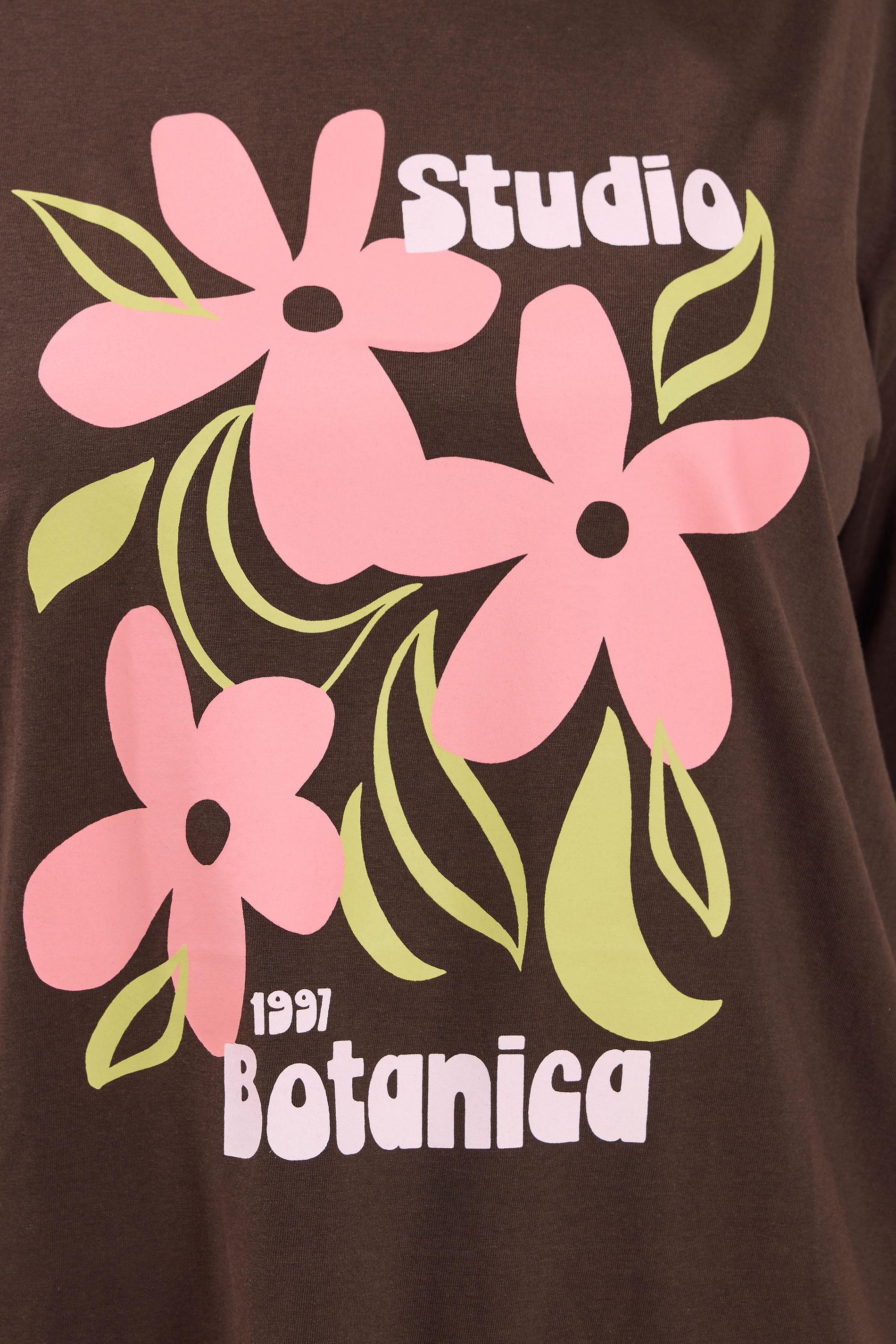 YOURS Plus Size Chocolate Brown Floral Graphic Print T-Shirt | Yours Clothing 4