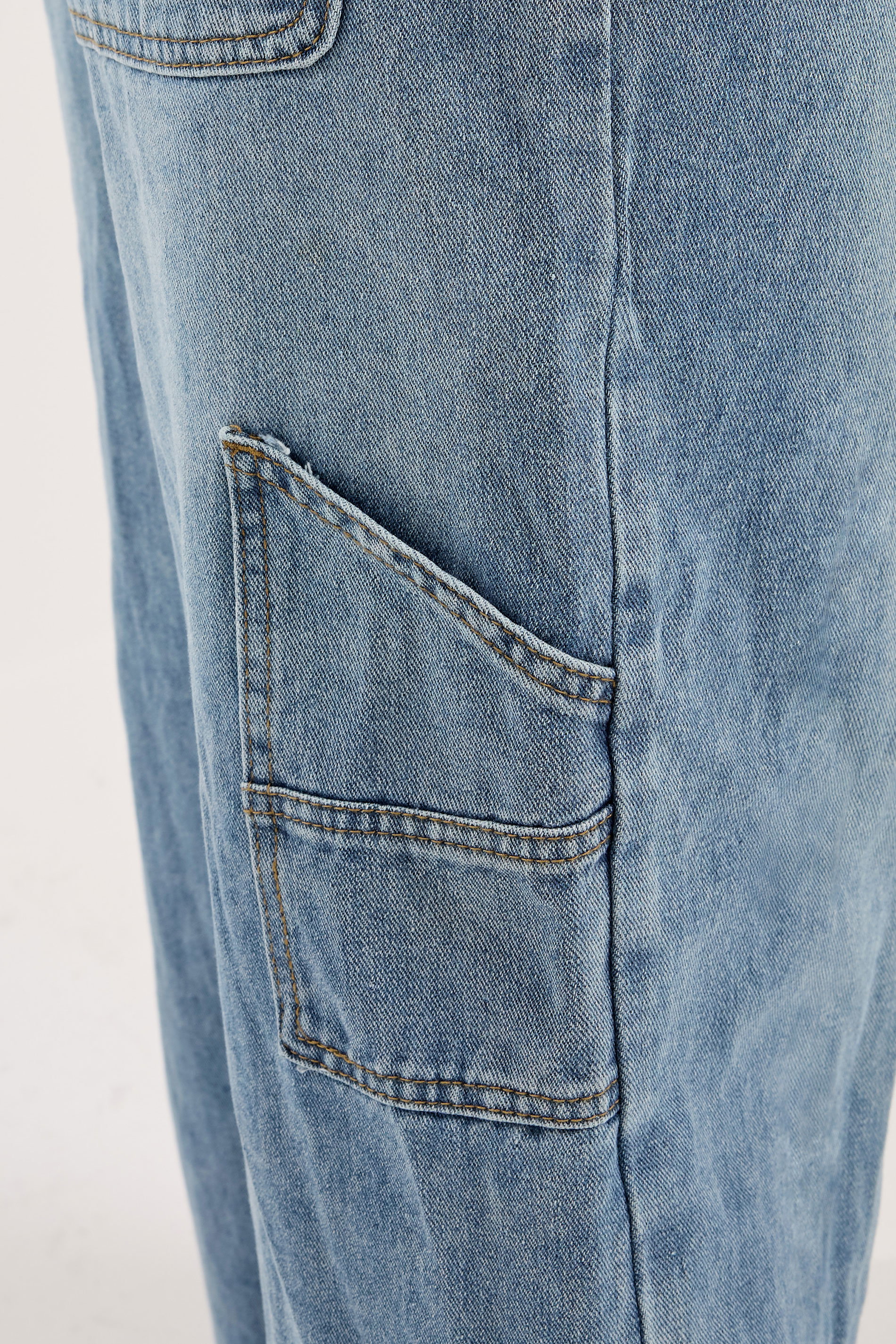 PixieGirl Petite Women's Mid Blue Carpenter Wide Leg Jeans | PixieGirl 4