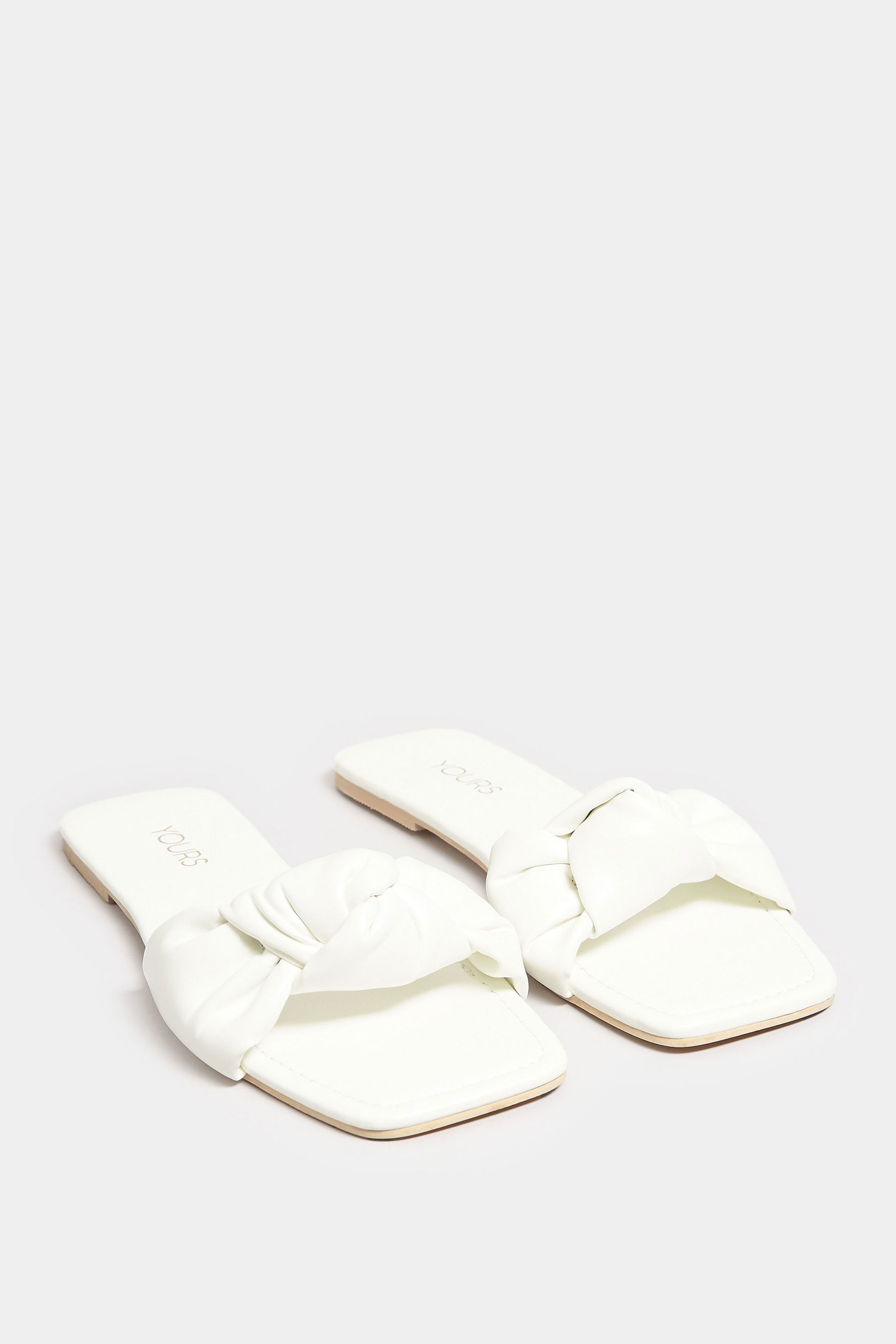 White Knot Mule Sandals In Extra Wide EEE Fit | Yours Clothing  2