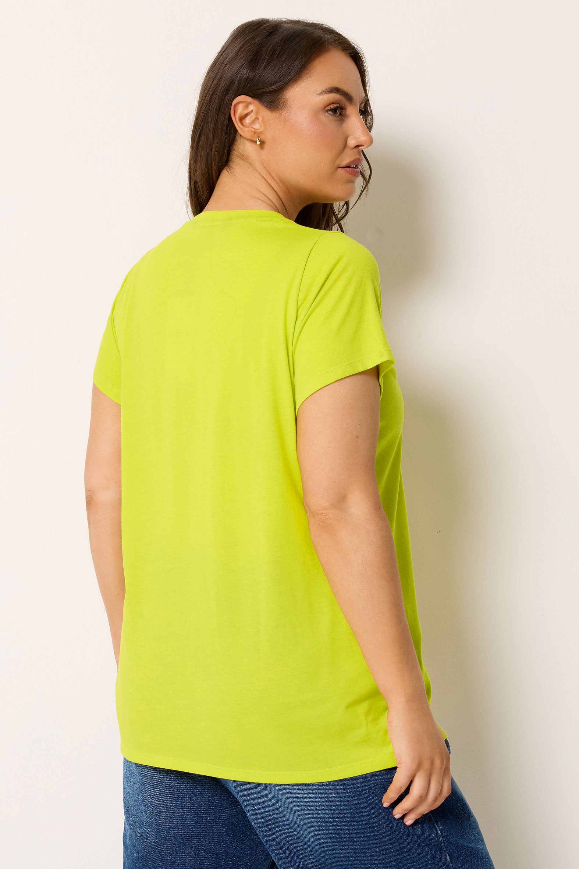 YOURS Plus Size Lime Green Core Basic T-Shirt | Yours Clothing 2