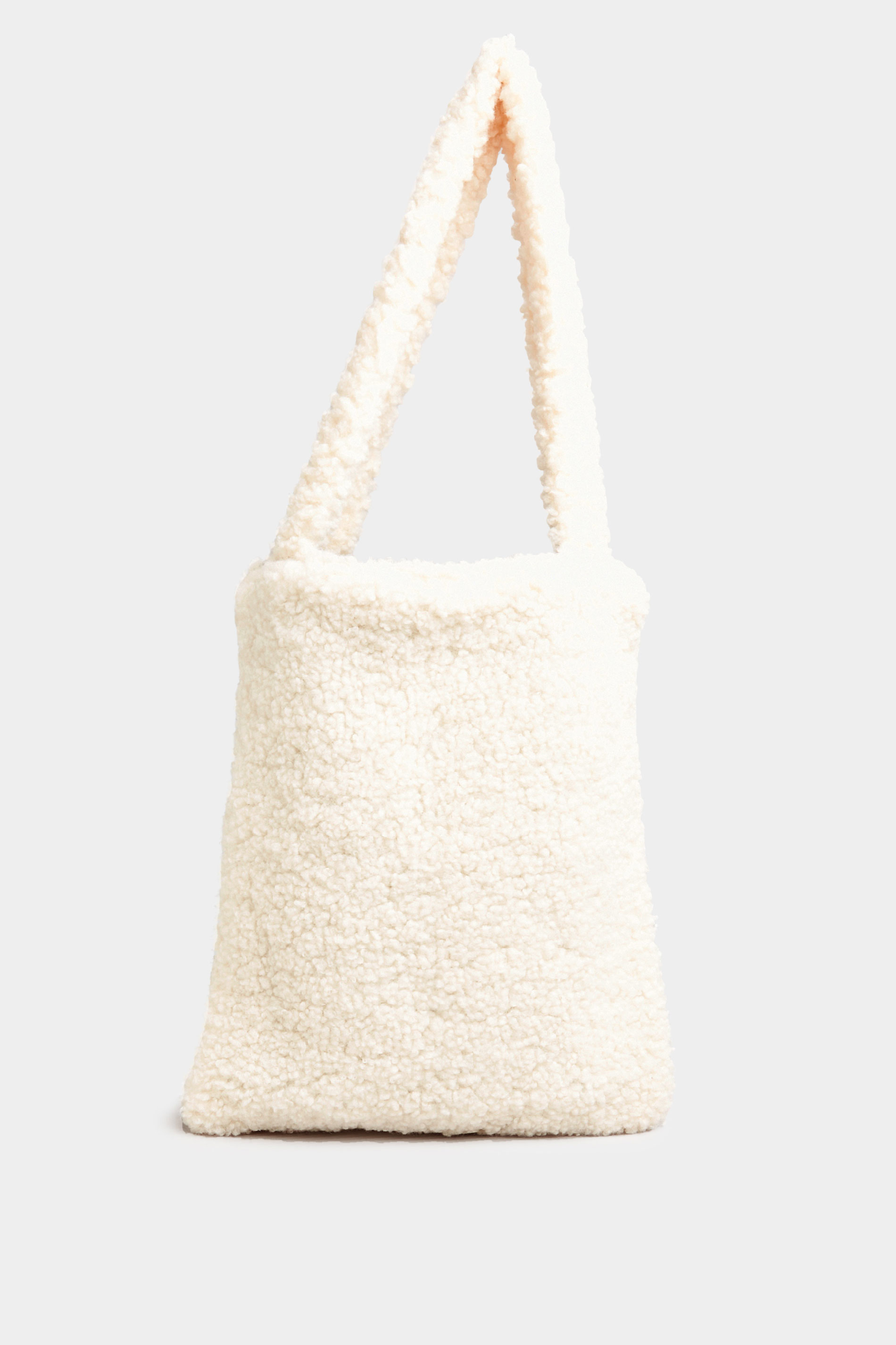White Shearling Teddy Tote Bag | Yours Clothing 2