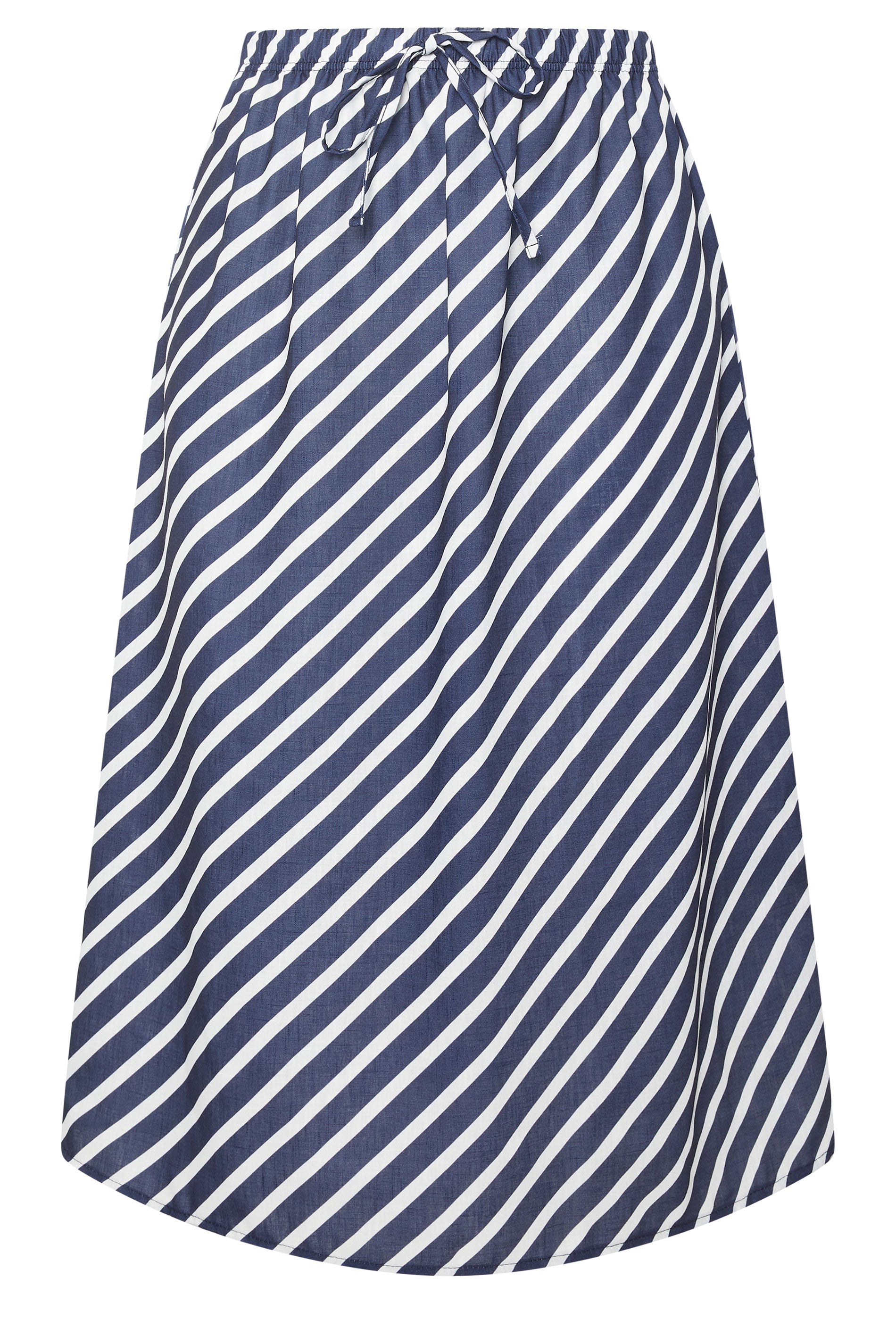 YOURS Plus Size Navy Blue Linen Look Stripe Skirt | Yours Clothing 5