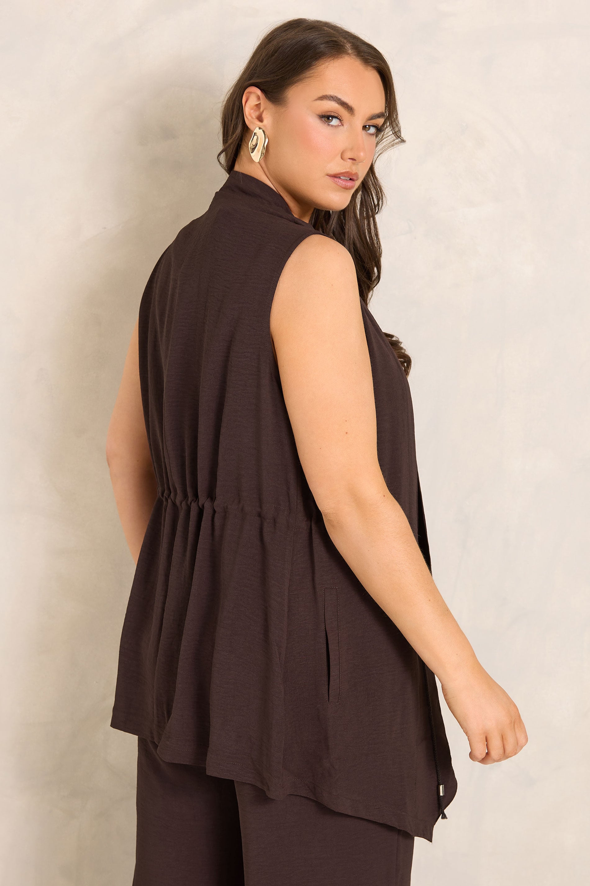 EVANS Plus Size Brown Waterfall Waistcoat | Evans 2