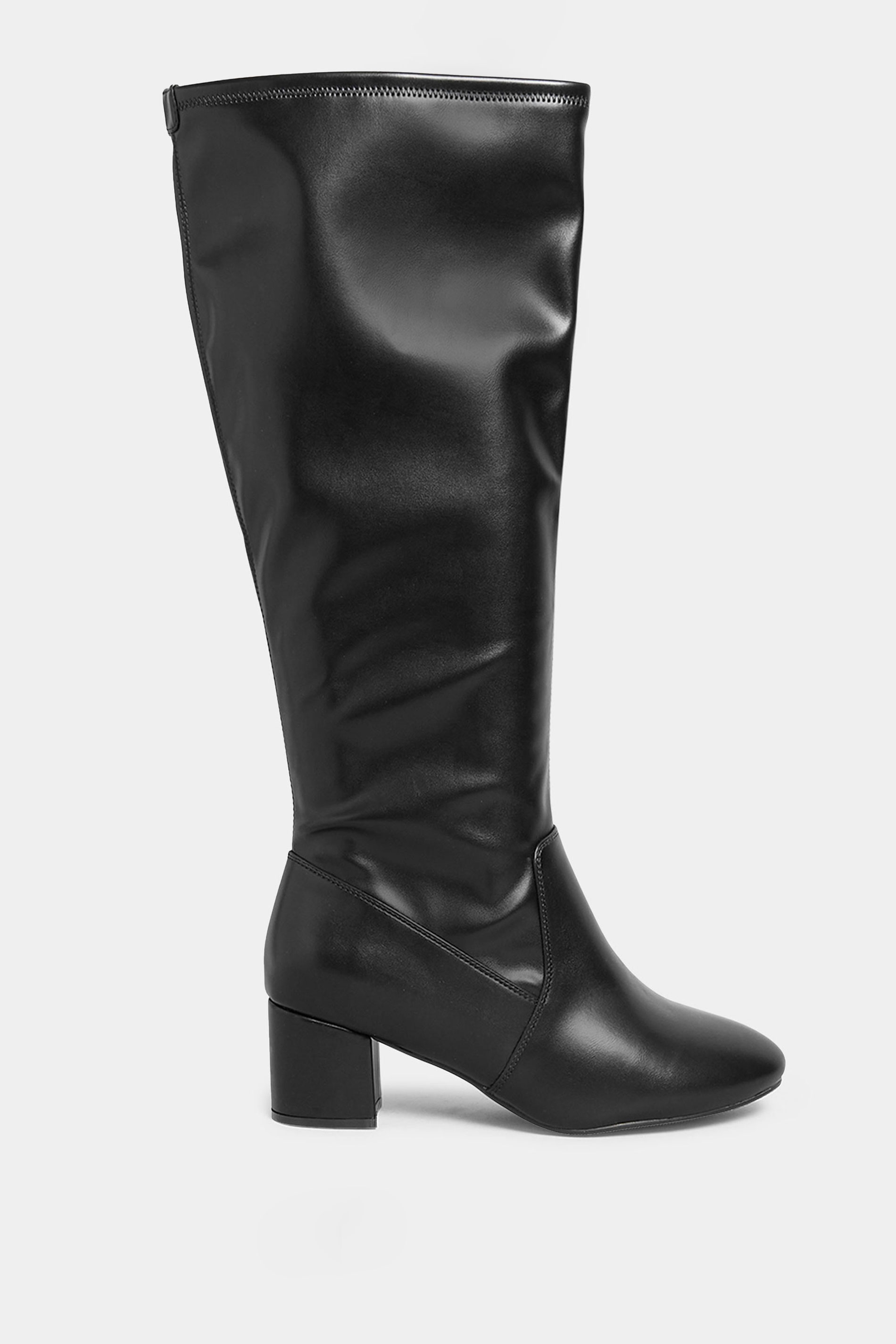 LIMITED COLLECTION Black Stretch Heeled Knee High Boots In Wide & Extra Wide Fit | Yours Clothing 3