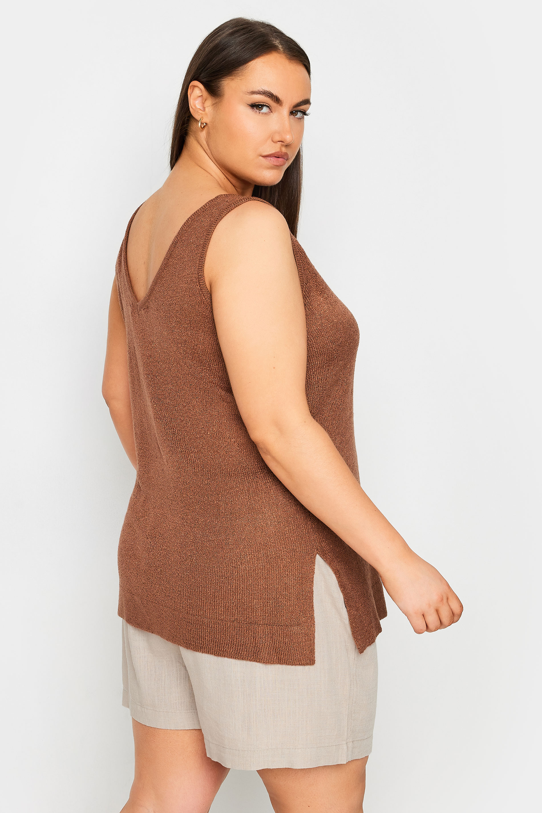 YOURS Plus Size Red Knitted Vest Top | Yours Clothing 3