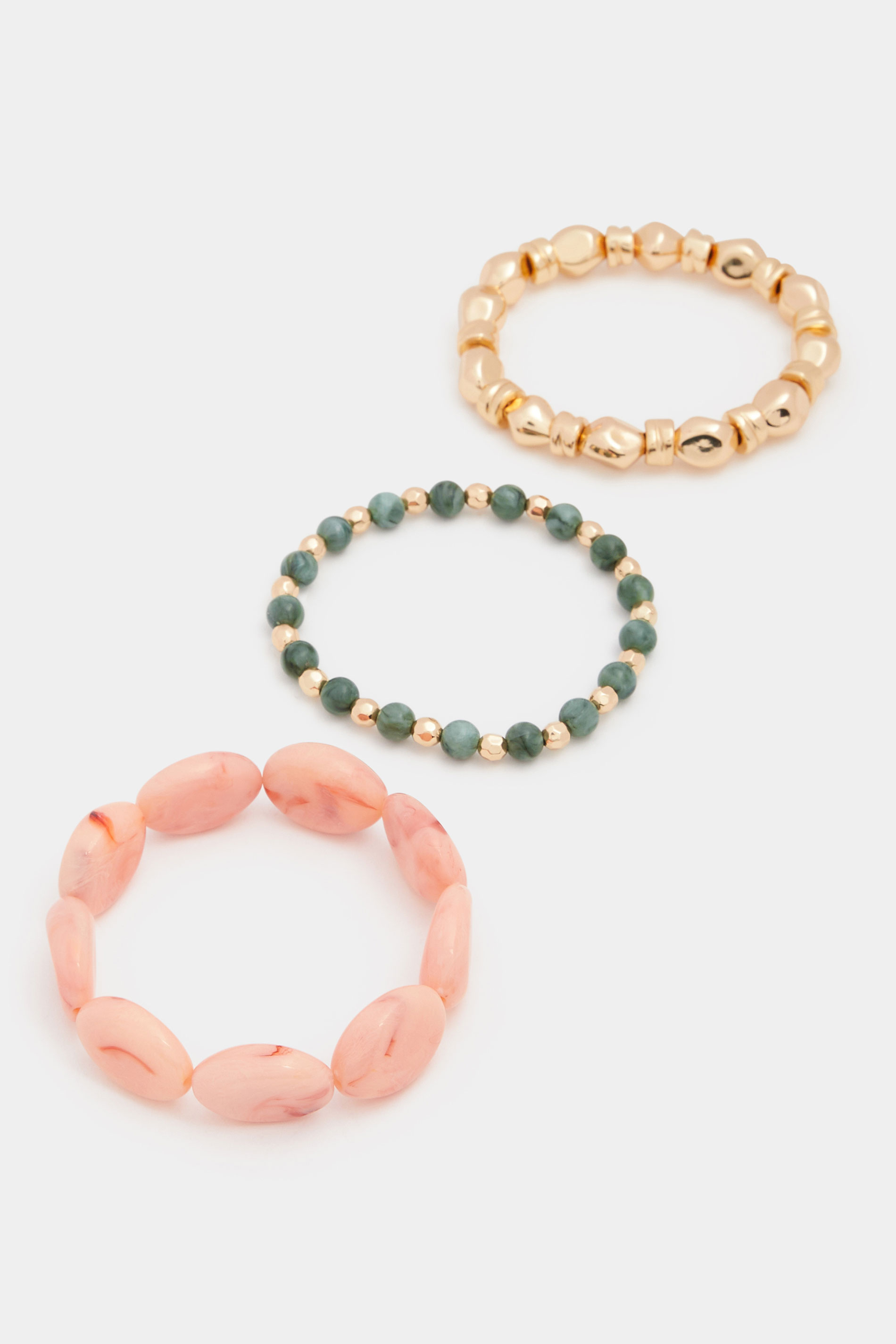 YOURSET 3 PACK Gold Tone Stretch Bead Bracelet Set | Yours Clothing 3