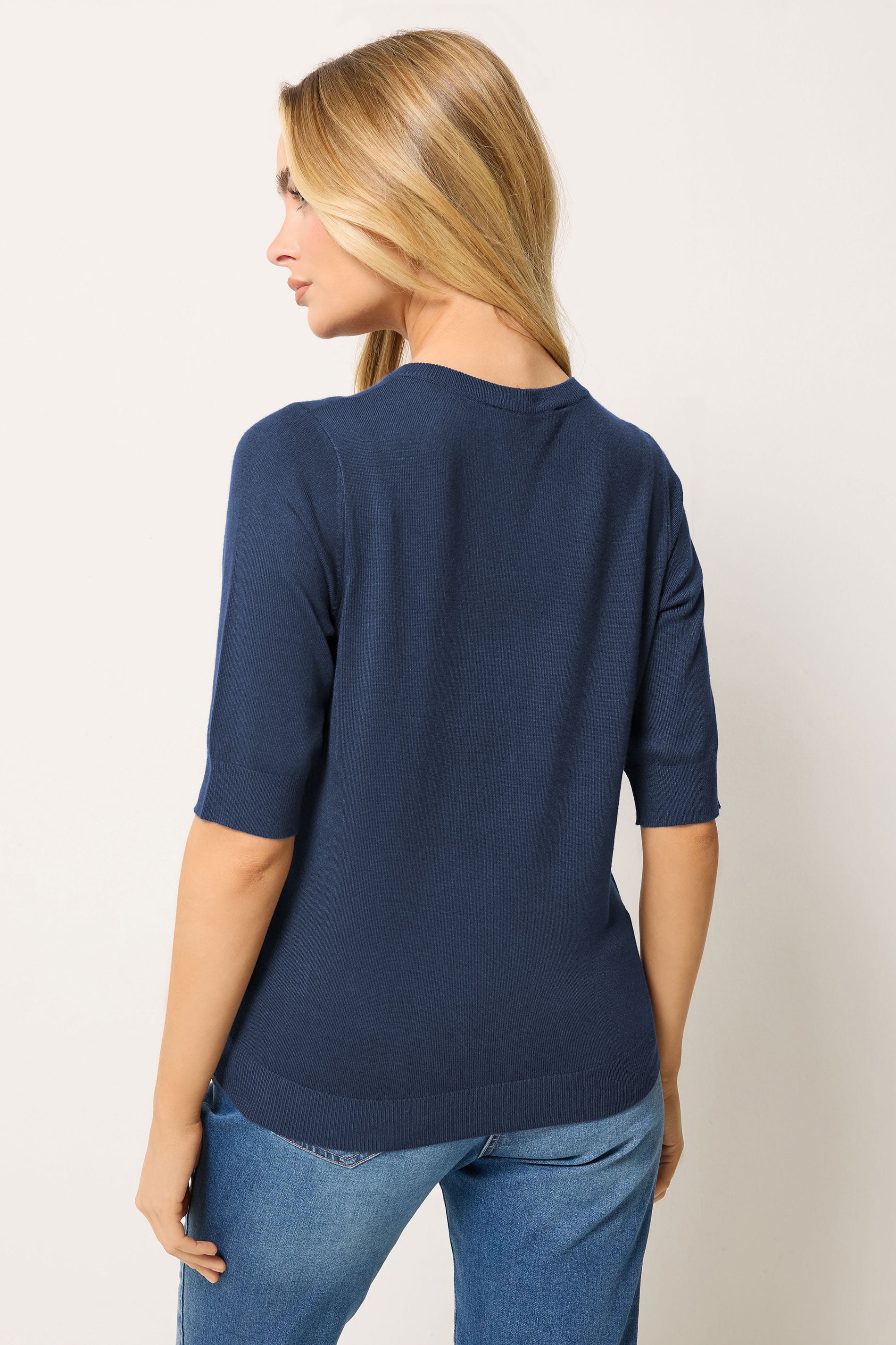 M&Co Navy Blue Button Through Short Sleeve Cardigan | M&Co 2