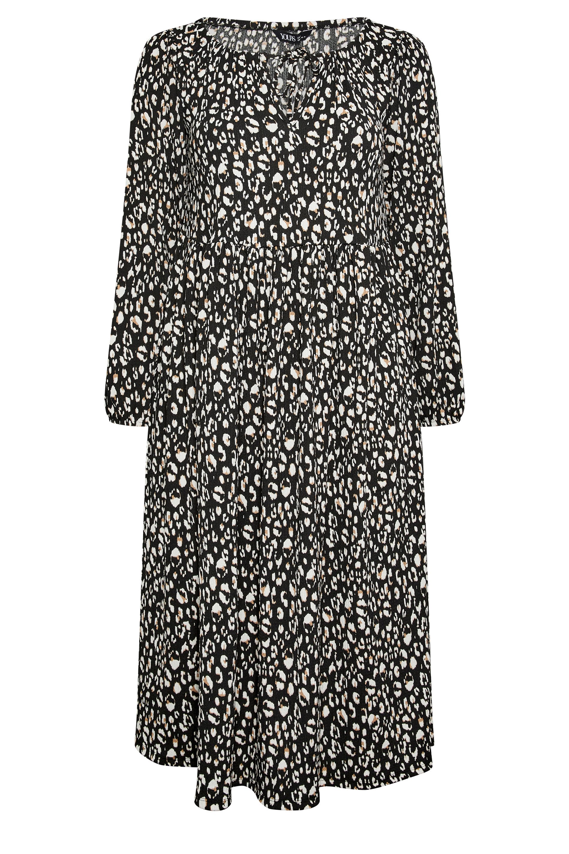 YOURS Plus Size Black Leopard Print Midaxi Dress | Yours Clothing