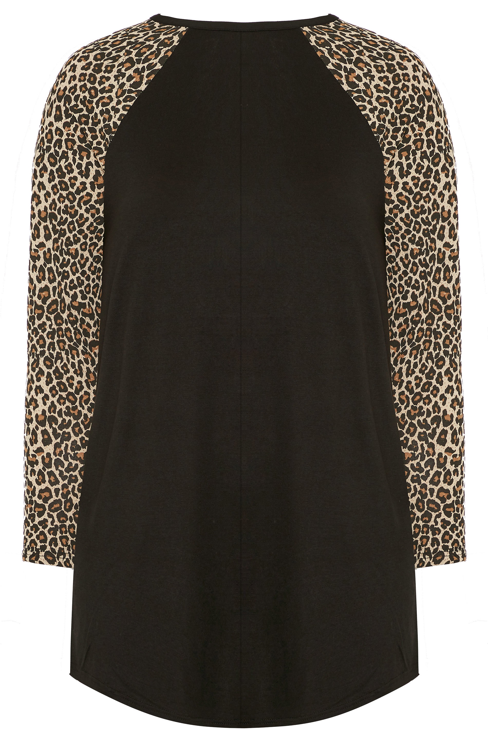 Black Animal Print Long Raglan Sleeve 