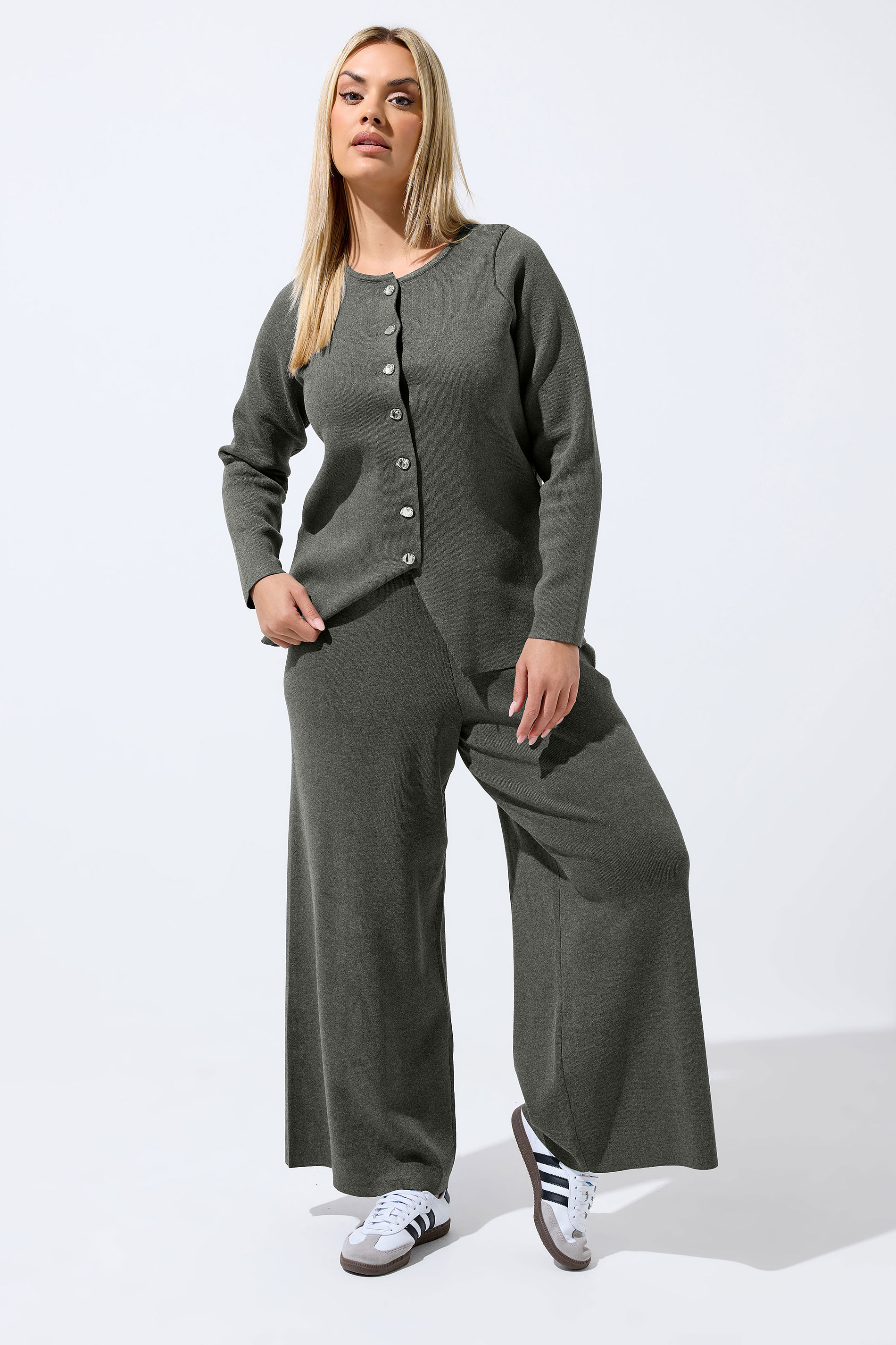 LIMITED COLLECTION Plus Size Grey Long Sleeve Knitted Top | Yours Clothing 2