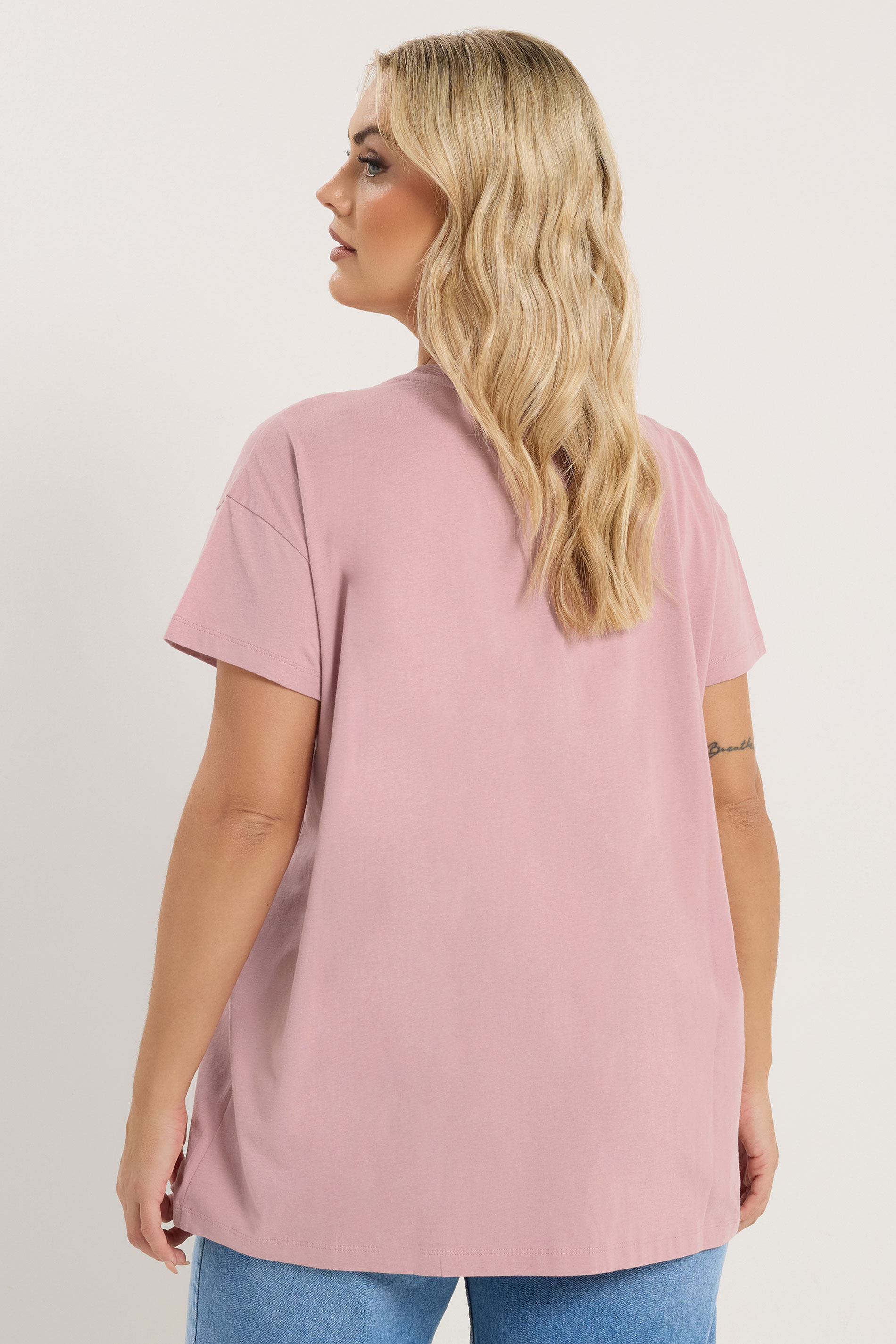 YOURS Plus Size Pink Beaded Daisy T-Shirt | Yours Clothing 2