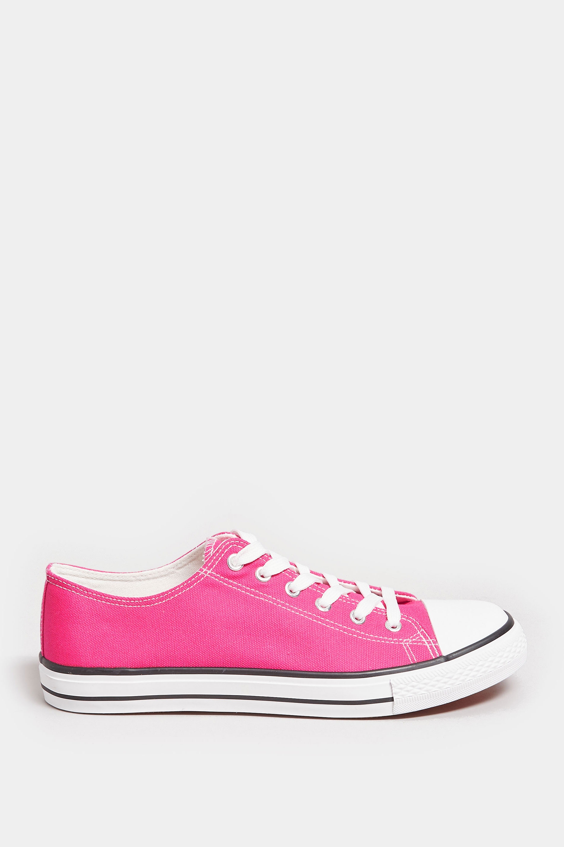 Bright Pink Canvas Low Trainers In Wide E Fit | Yours Clothing  3