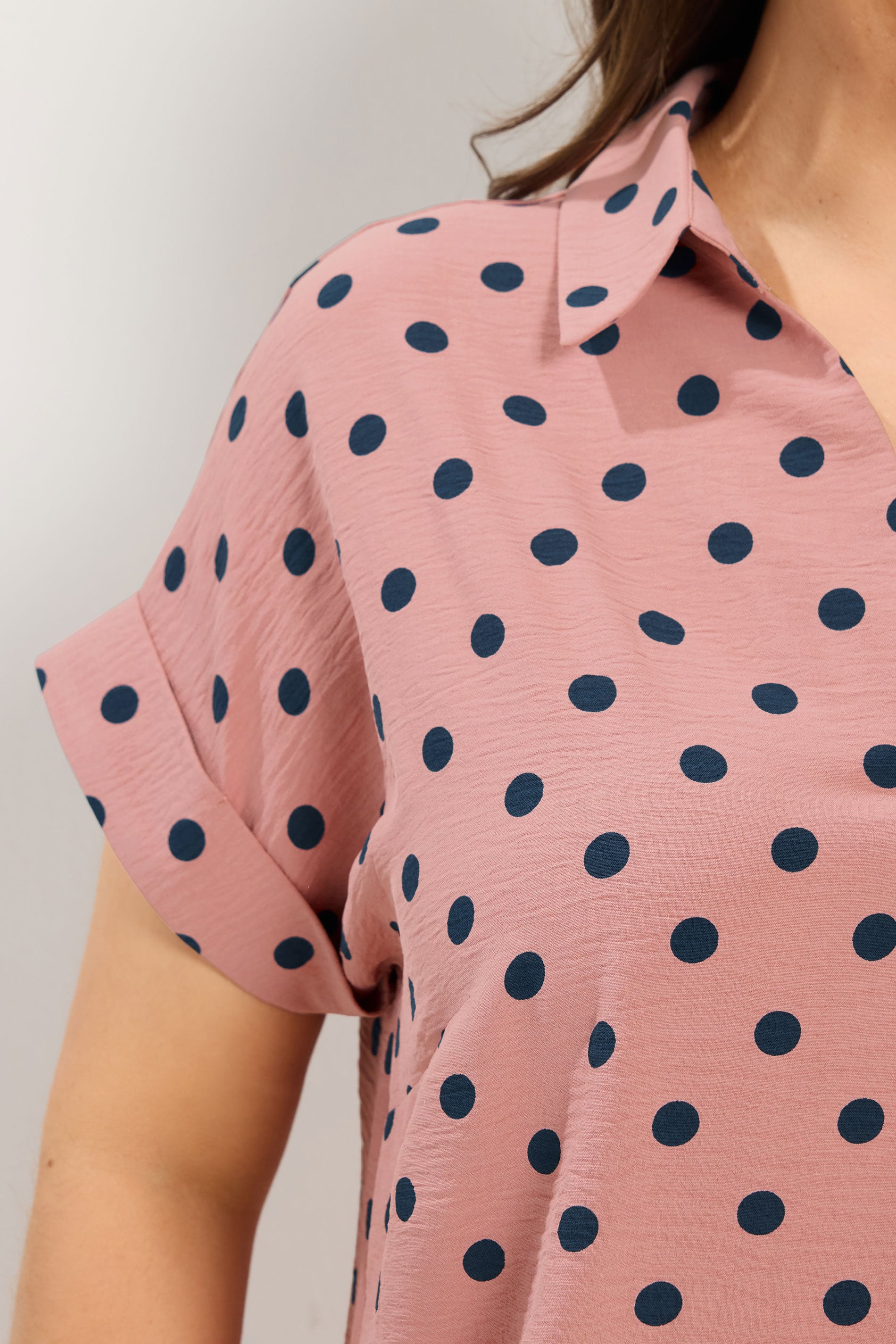 YOURS Plus Size Pink Polka Dot Pleat Front Shirt | Yours Clothing 4