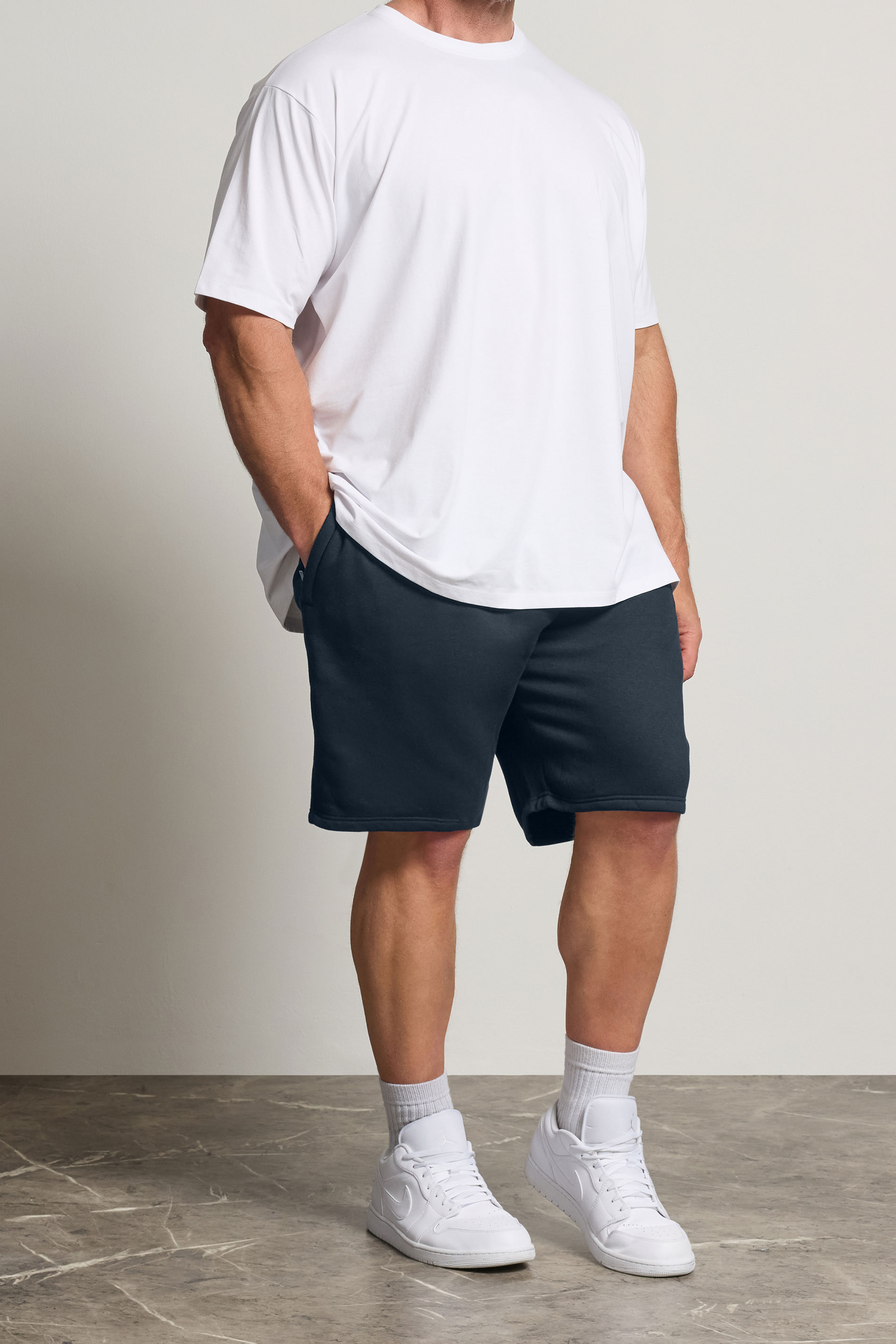 BadRhino Big & Tall Navy Blue Zip Pocket Jogger Shorts | BadRhino 1