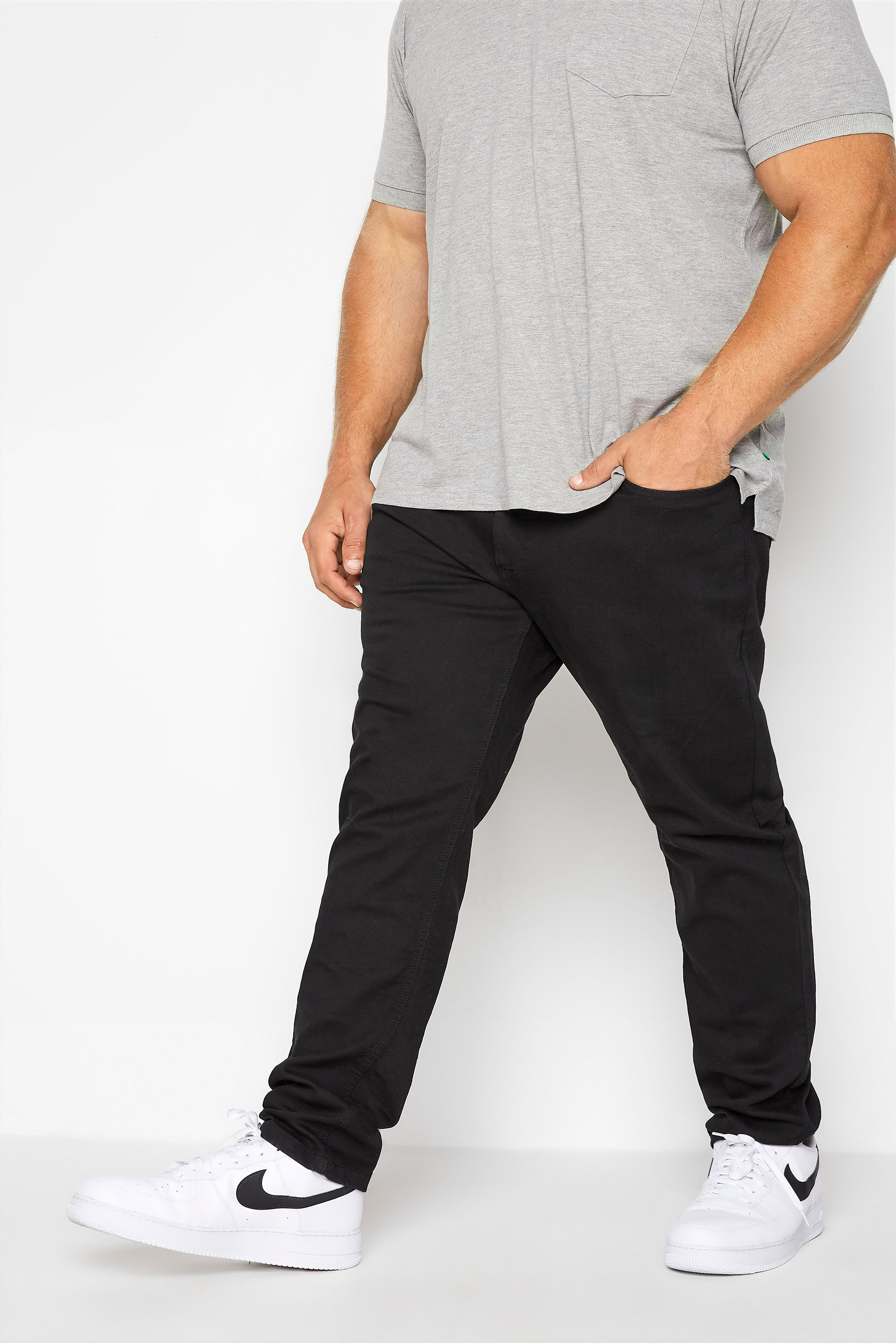 D555 Black Tapered Stretch Jeans | BadRhino 1