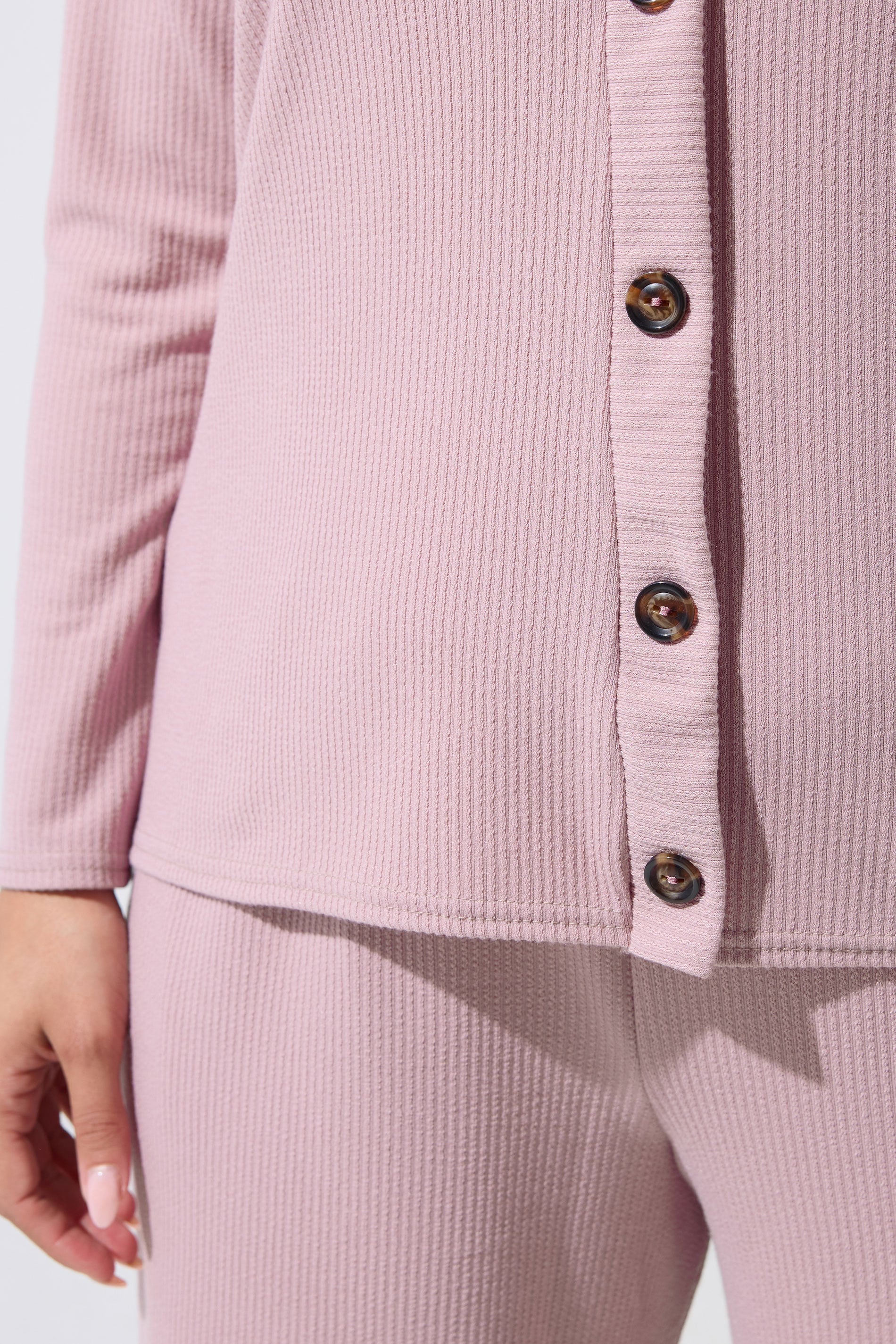 LIMITED COLLECTION Plus Size Pink Ribbed Button Cardigan | Yours Clothing 4