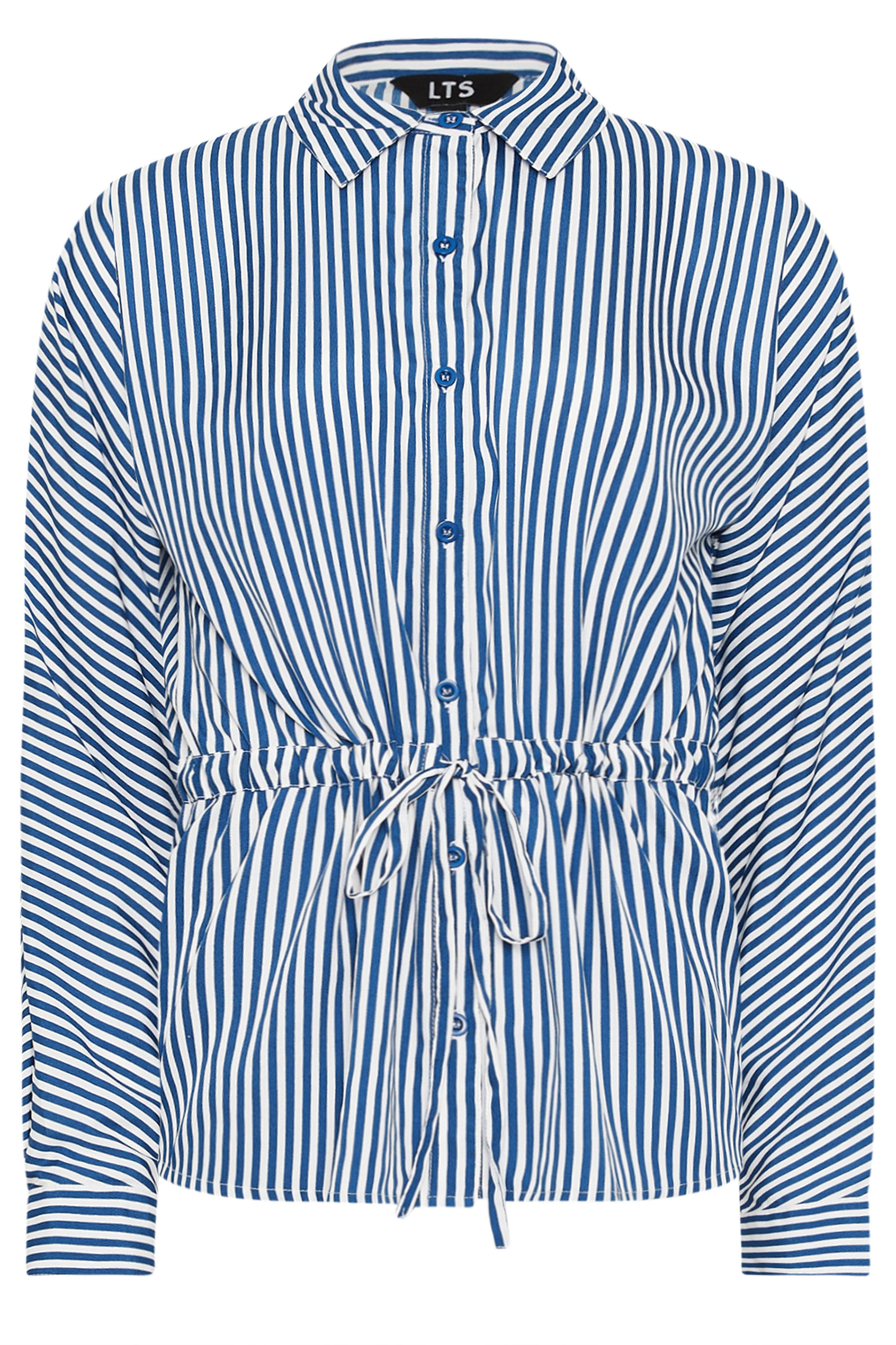 LTS Tall Women's Blue & White Stripe Tie Waist Shirt | Long Tall Sally 6