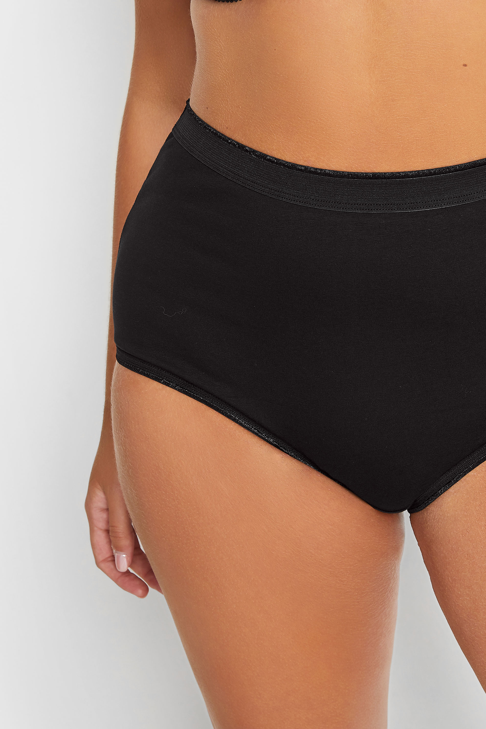 YOURS 4 PACK Plus Size Black Cotton Stretch Full Briefs | Yours Clothing 3
